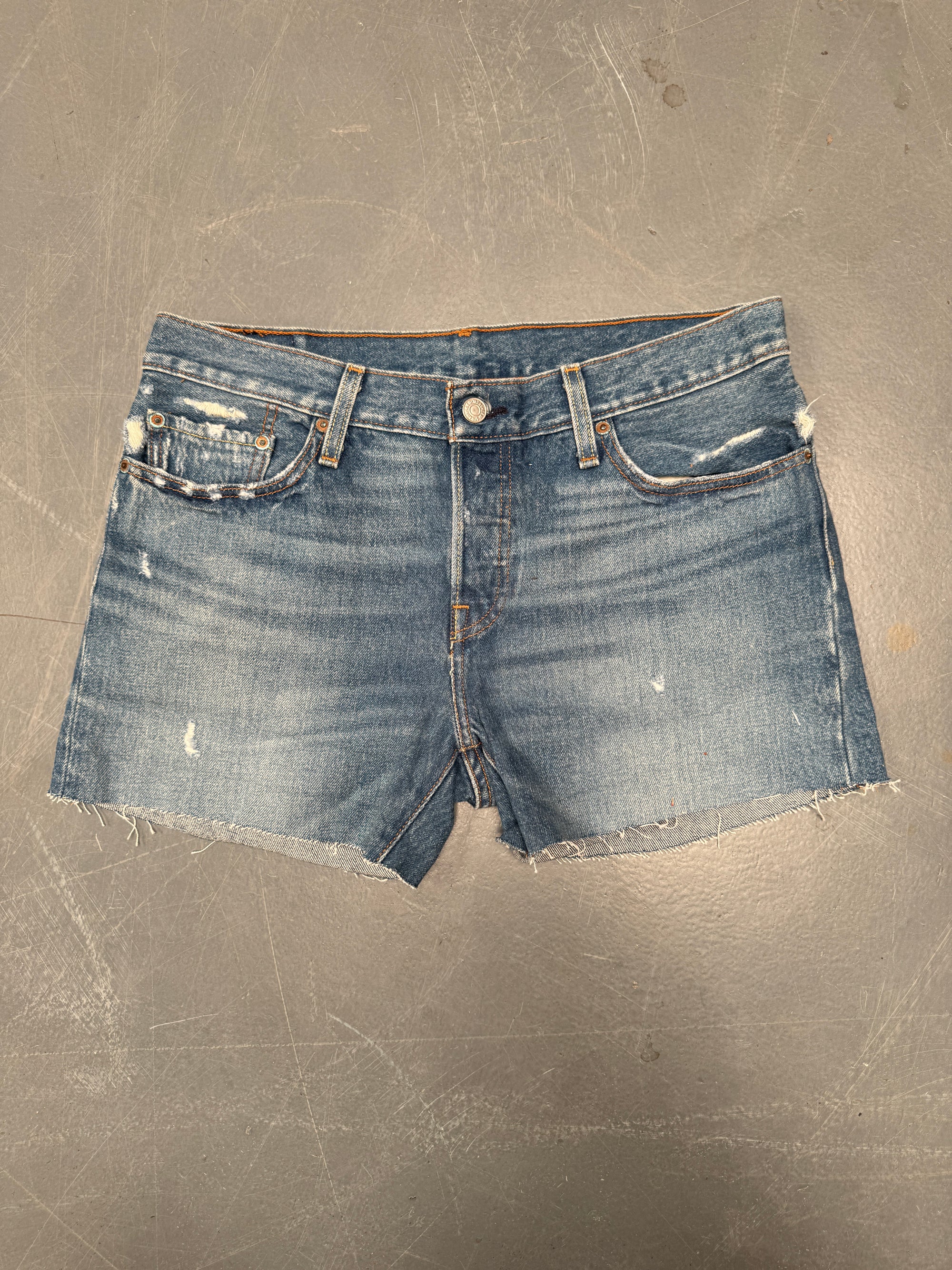 Vintage Ladies Levis Cut Off Denim Shorts - 90s Made - W 32 - SH341
