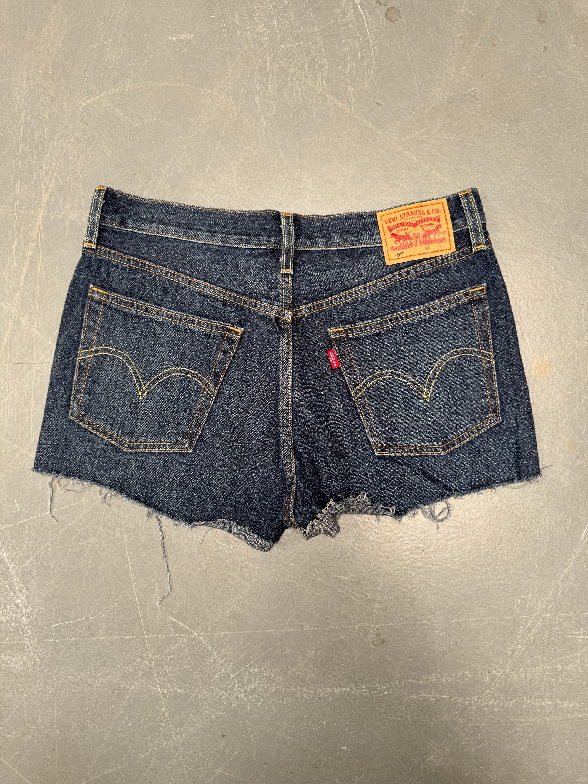 Vintage Ladies Levis Cut Off Denim Shorts - 90s Made - W 30 - SH348