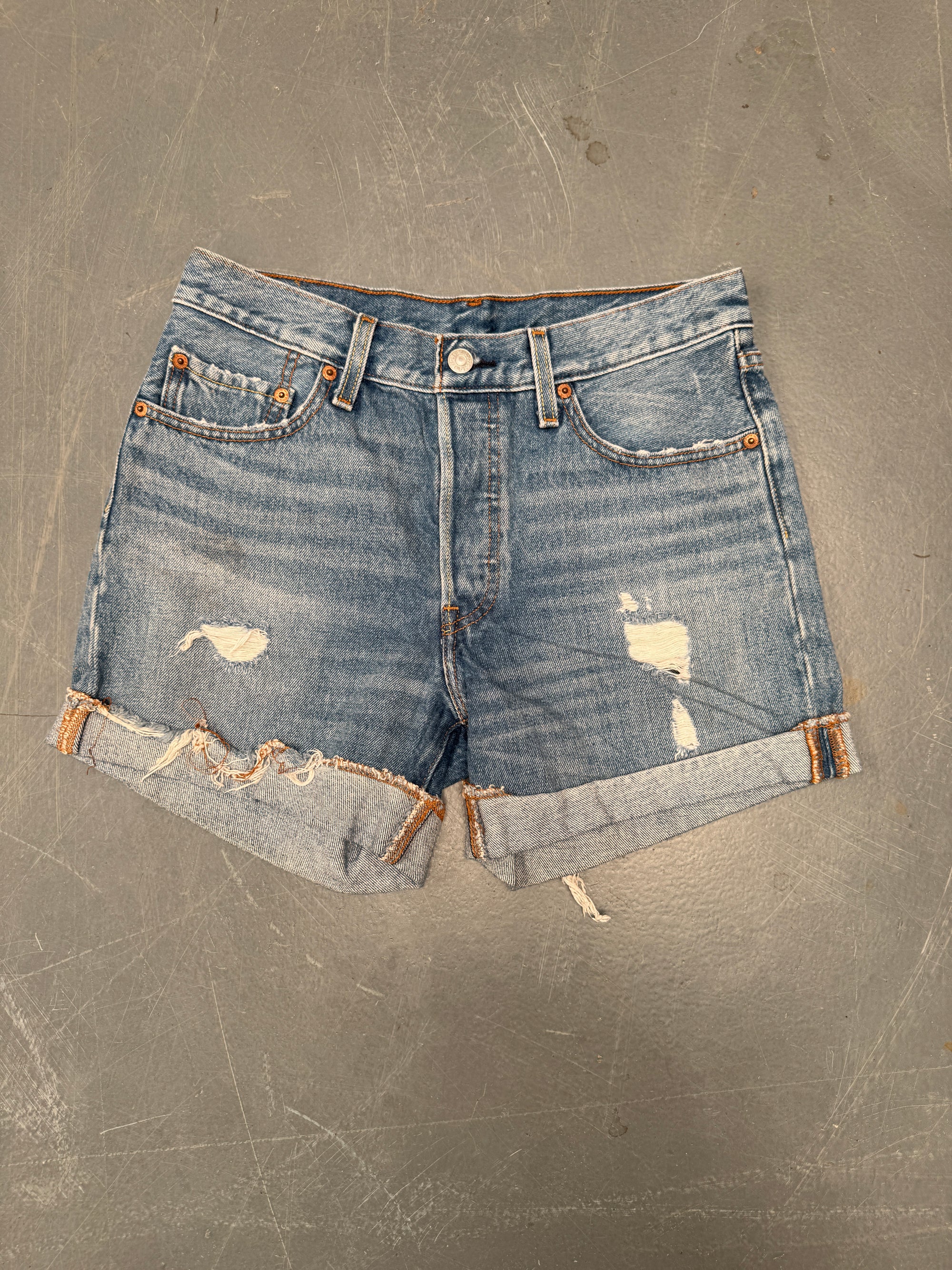 Vintage Ladies Levis Cut Off Denim Shorts - 90s Made - W 28 - SH355