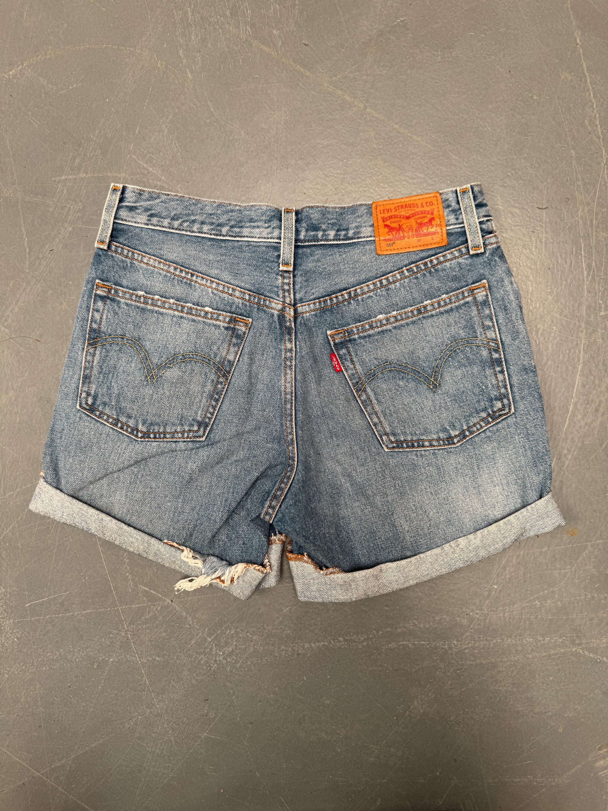Vintage Ladies Levis Cut Off Denim Shorts - 90s Made - W 28 - SH355