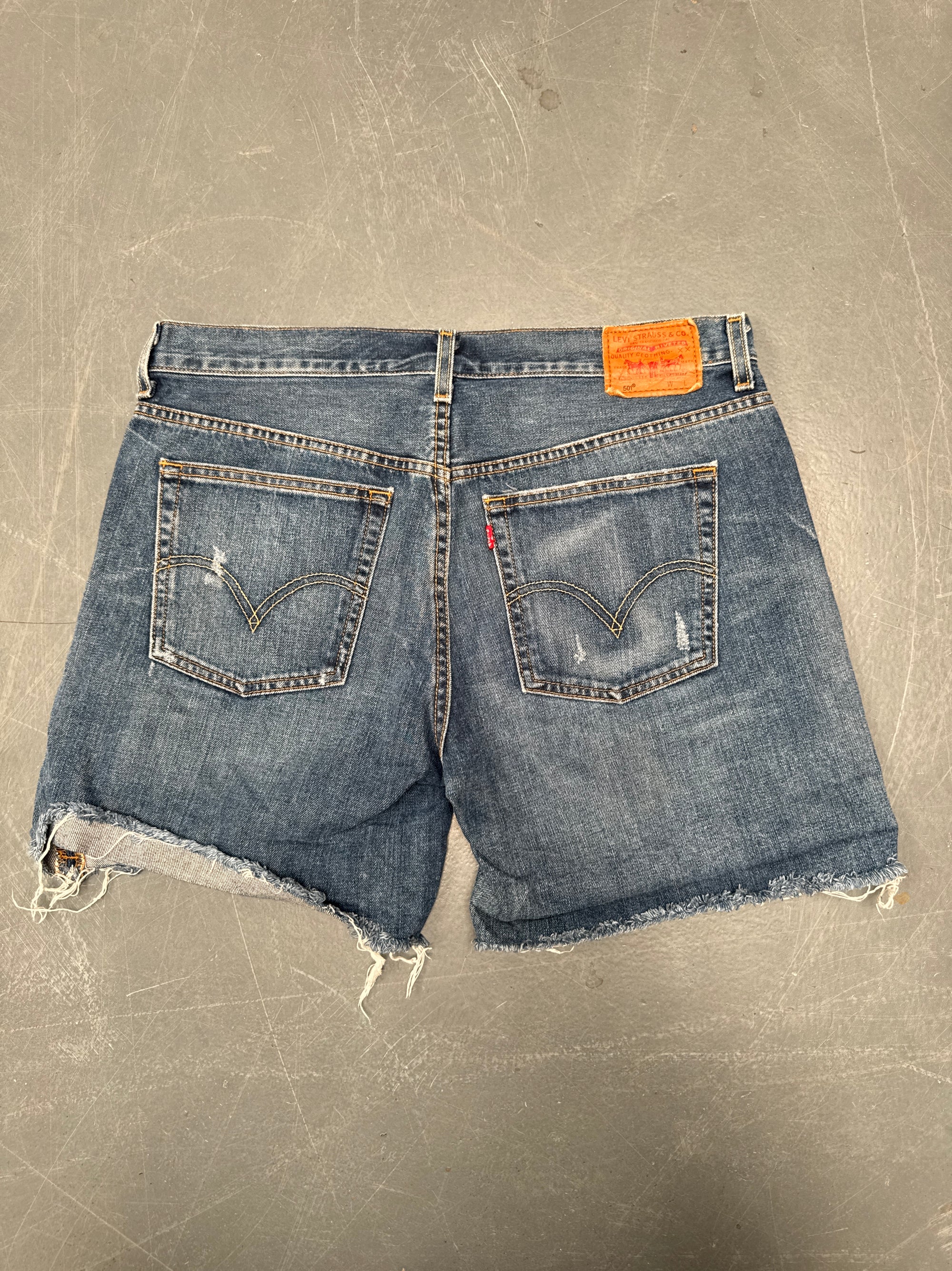 Vintage Ladies Levis Cut Off Denim Shorts - 90s Made - W 34 - SH357
