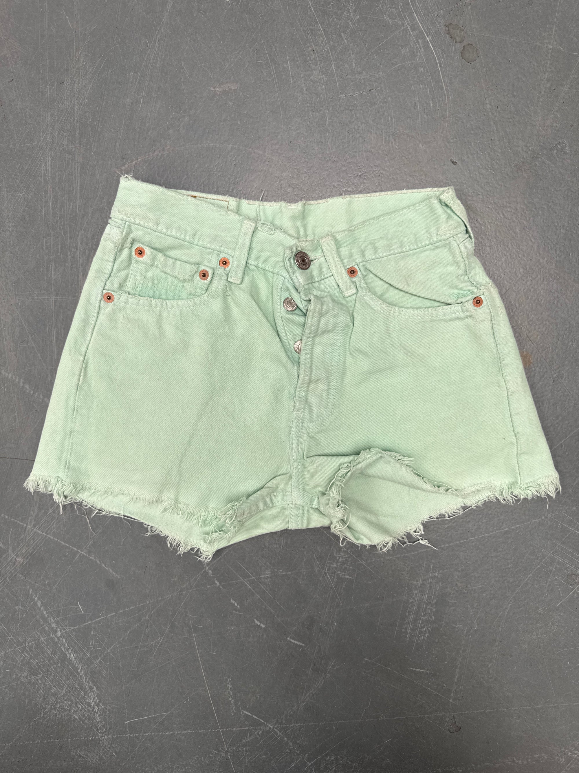 Vintage Ladies Levis Cut Off Denim Shorts - 90s Made - W 24 - SH444