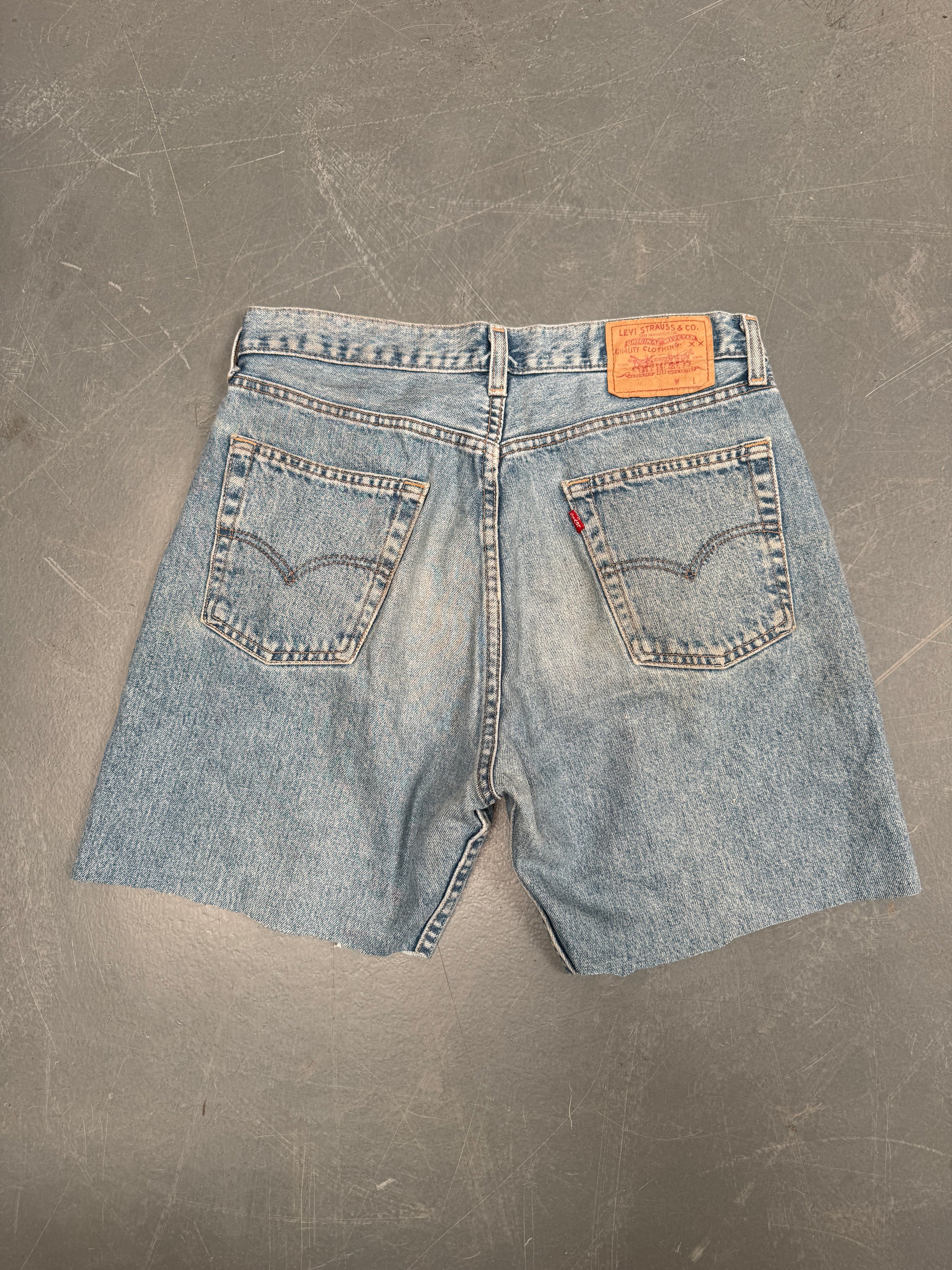 Vintage Ladies Levis Cut Off Denim Shorts - 90s Made - W 32 - SH457