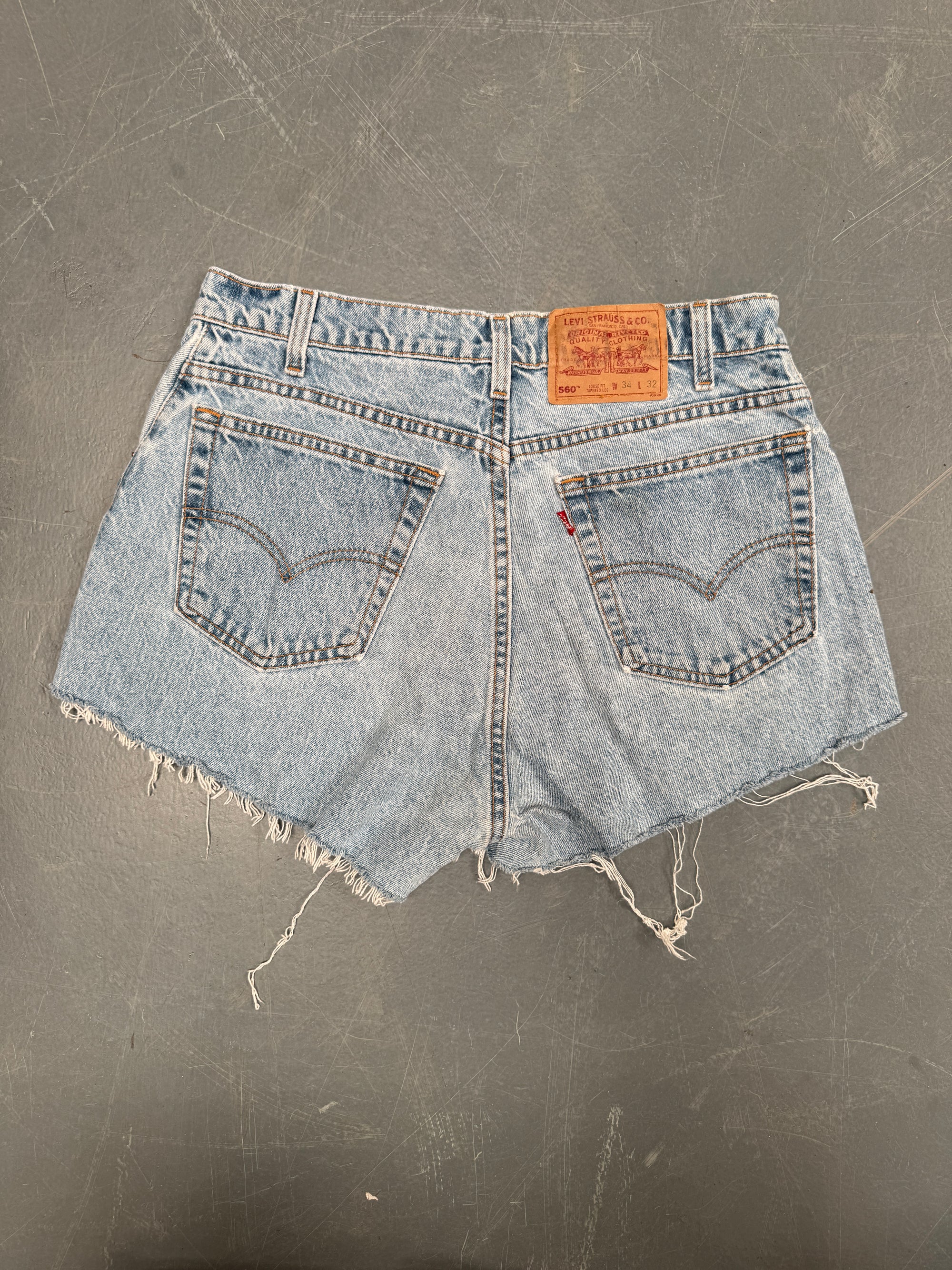 Vintage Ladies Levis Cut Off Denim Shorts - 90s Made - W 30 - SH485