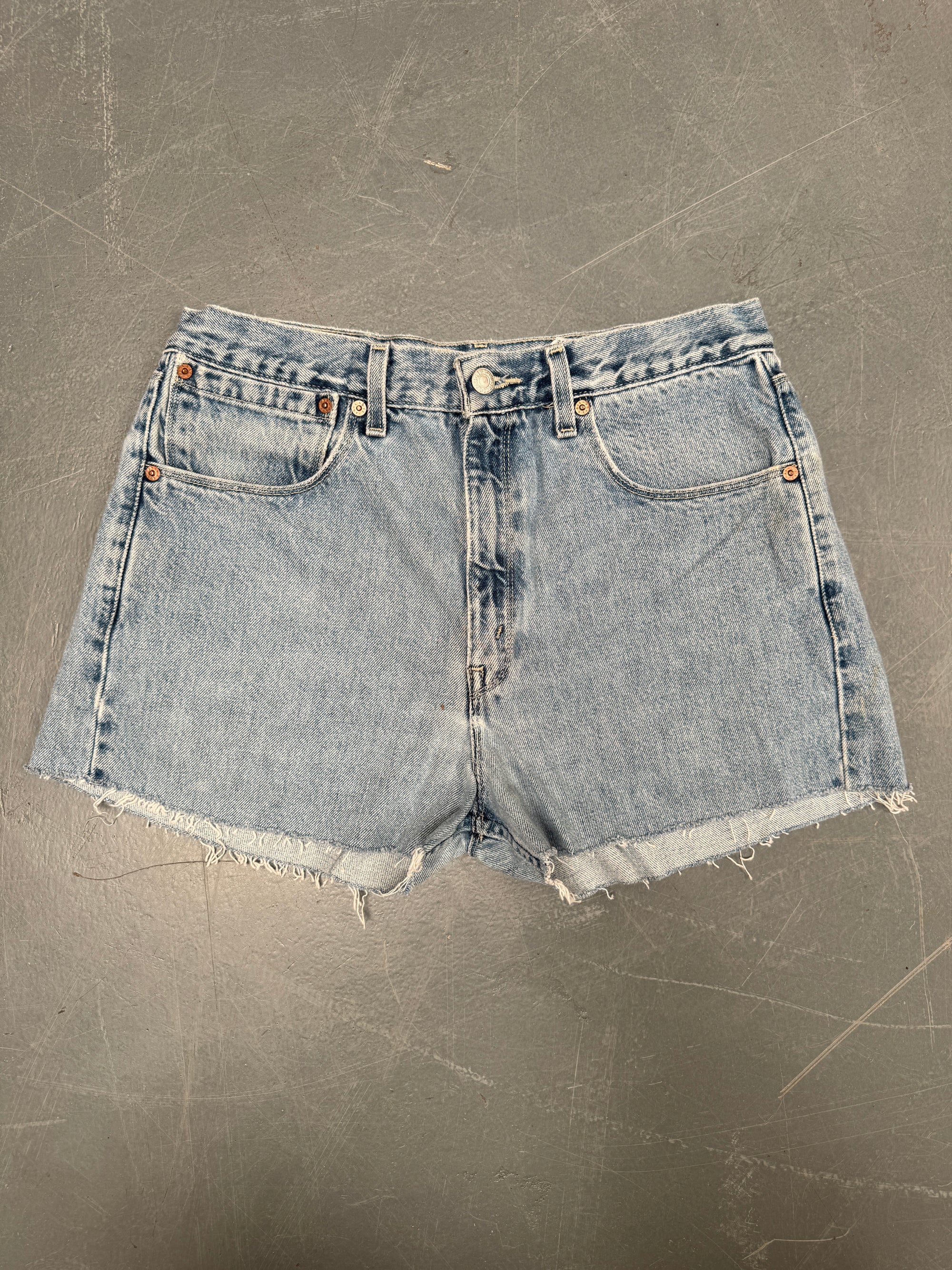 Vintage Ladies Levis Cut Off Denim Shorts - 90s Made - W 30 - SH516