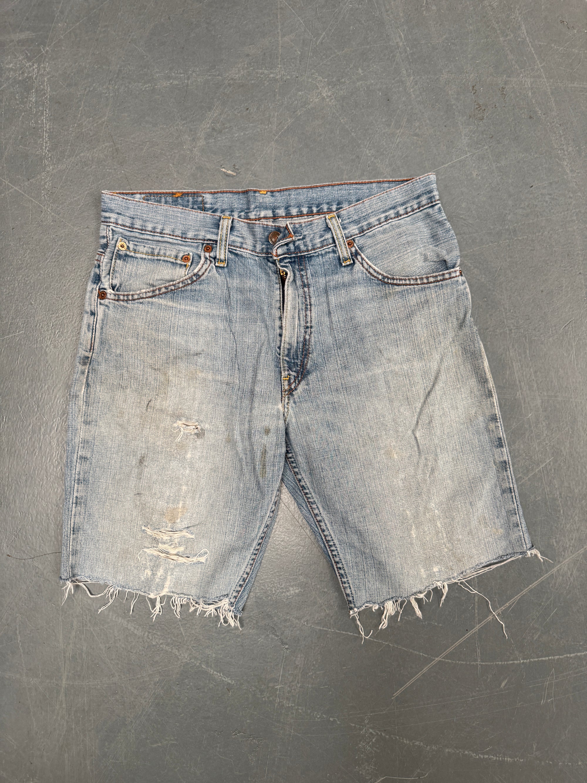 Vintage Ladies Levis Cut Off Denim Shorts - 90s Made - W 30 - SH529