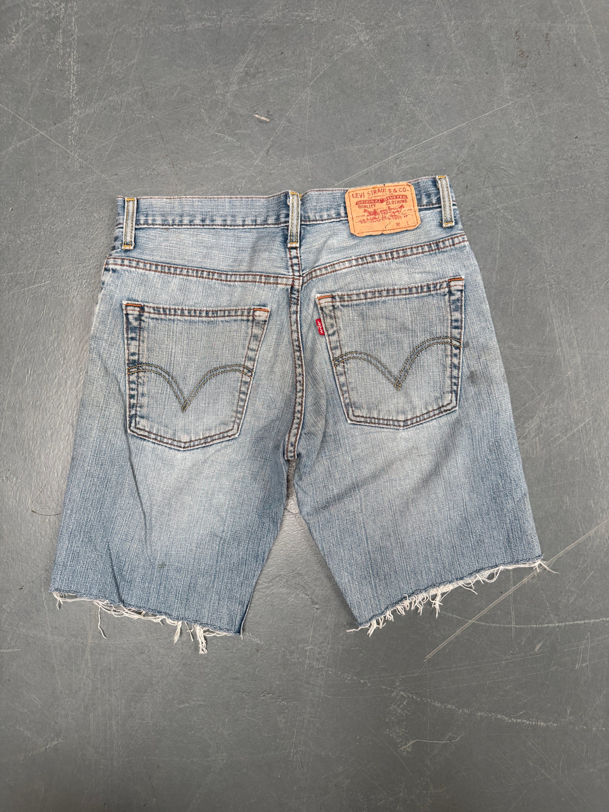 Vintage Ladies Levis Cut Off Denim Shorts - 90s Made - W 30 - SH529
