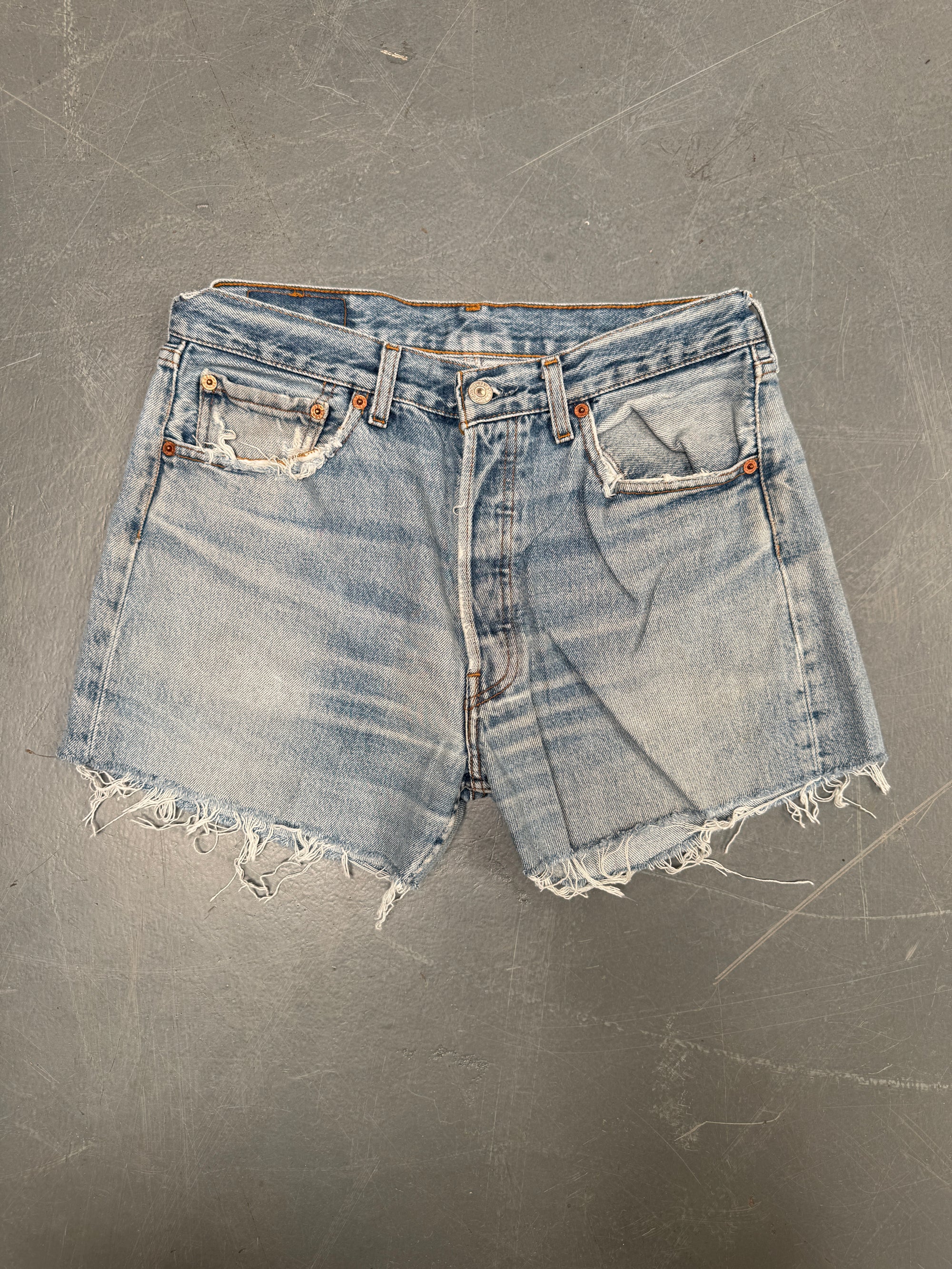 Vintage Ladies Levis Cut Off Denim Shorts - 90s Made - W 30 - SH572