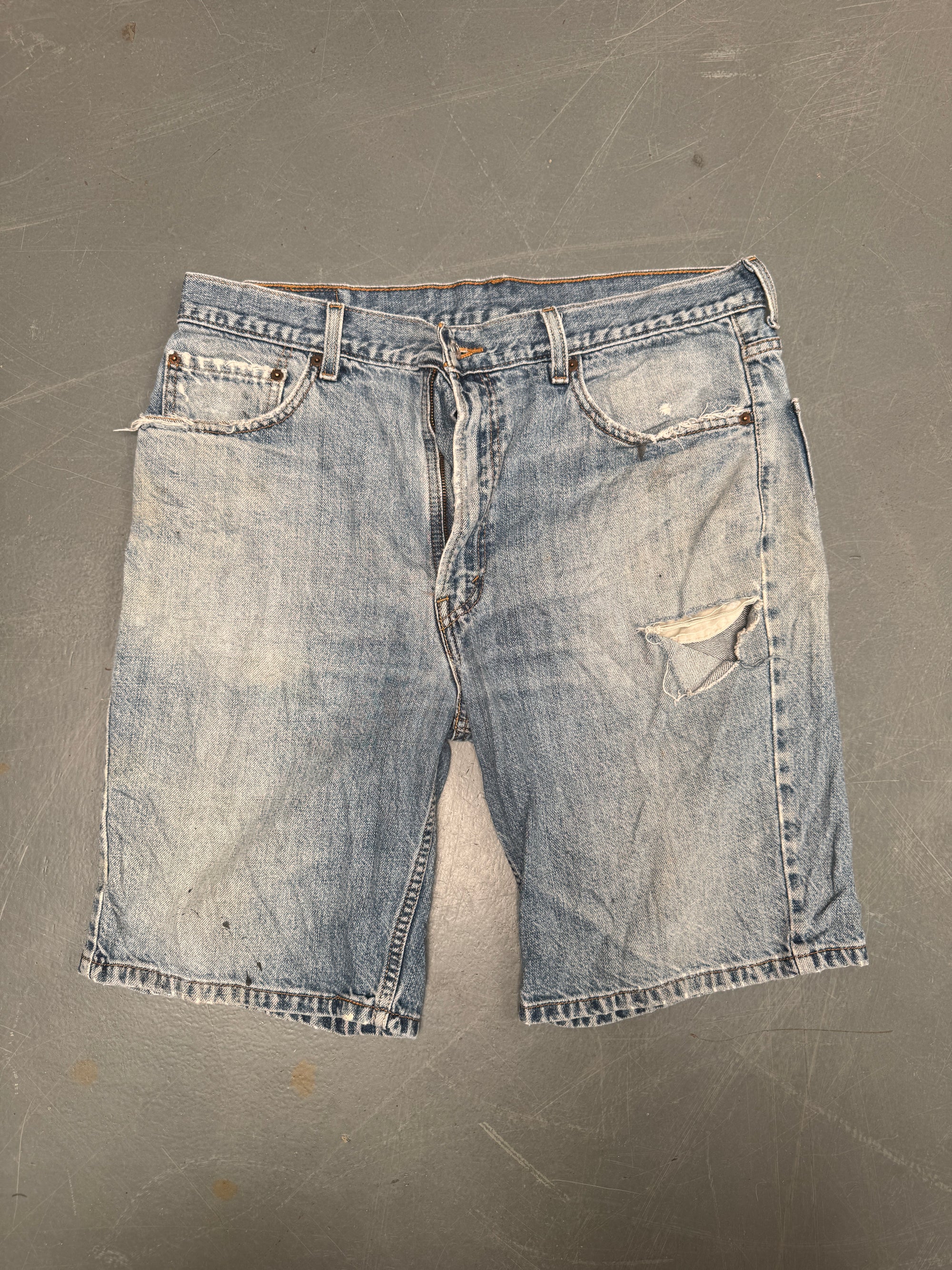 Vintage Levis Cut Off Denim Shorts - 90s Made - W 35 - SH657