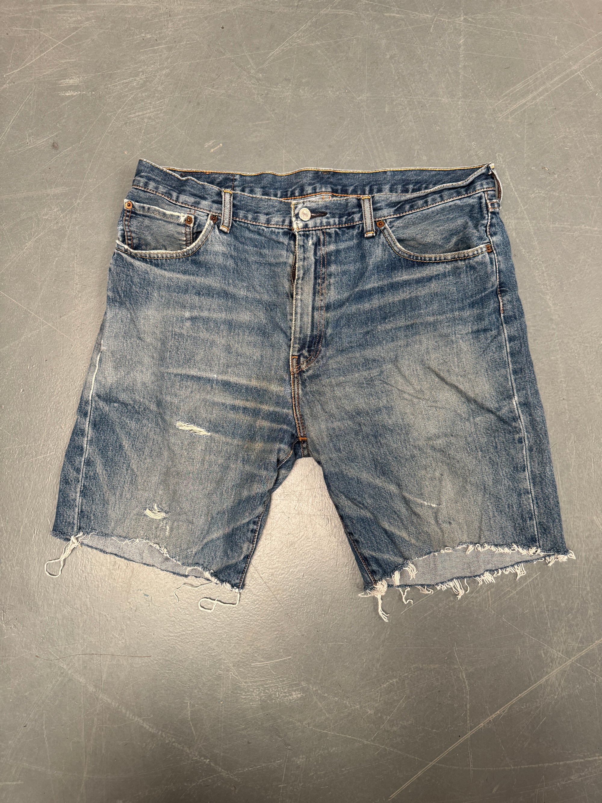 Vintage Levis Cut Off Denim Shorts - 90s Made - W 38 - SH719
