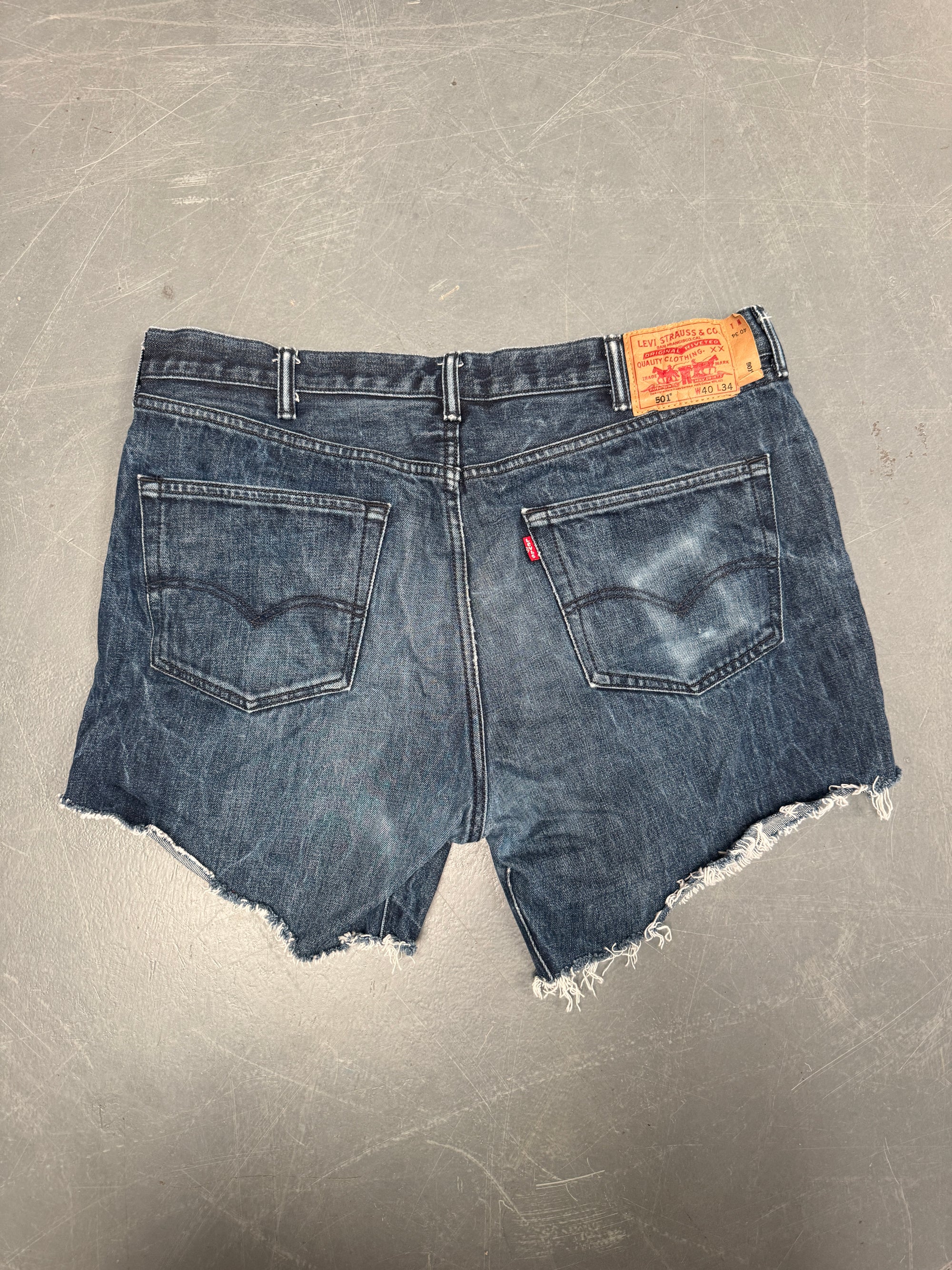Vintage Levis Cut Off Denim Shorts - 90s Made - W 38 - SH769
