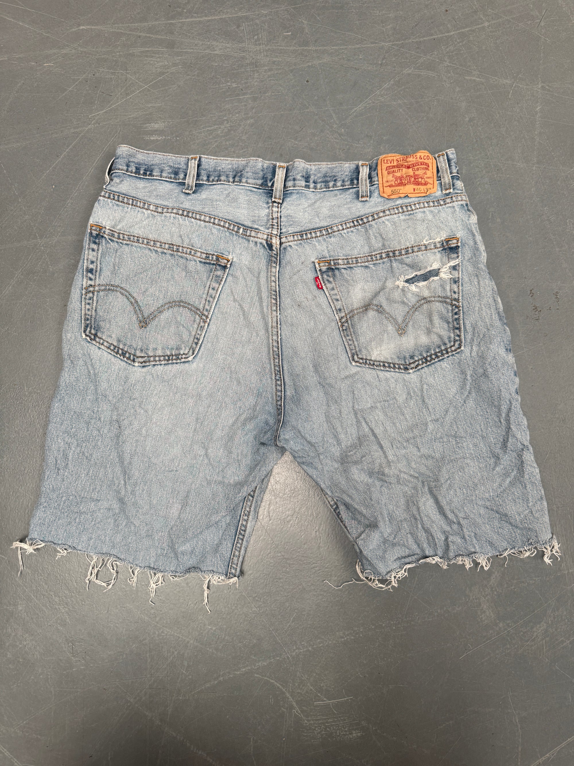 Vintage Levis Cut Off Denim Shorts - 90s Made - W 38 - SH816
