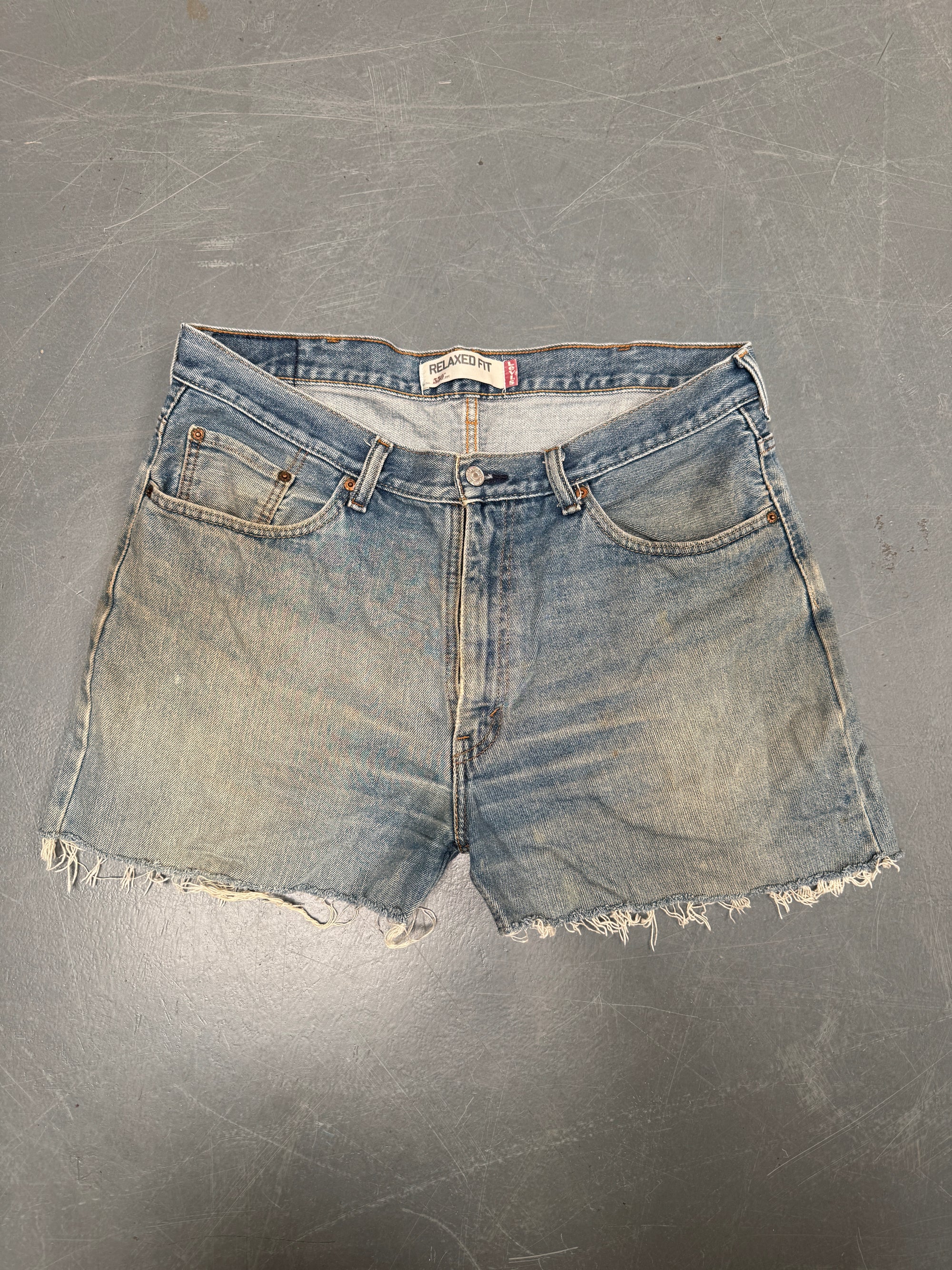 Vintage Levis Cut Off Denim Shorts - 90s Made - W 38 - SH873