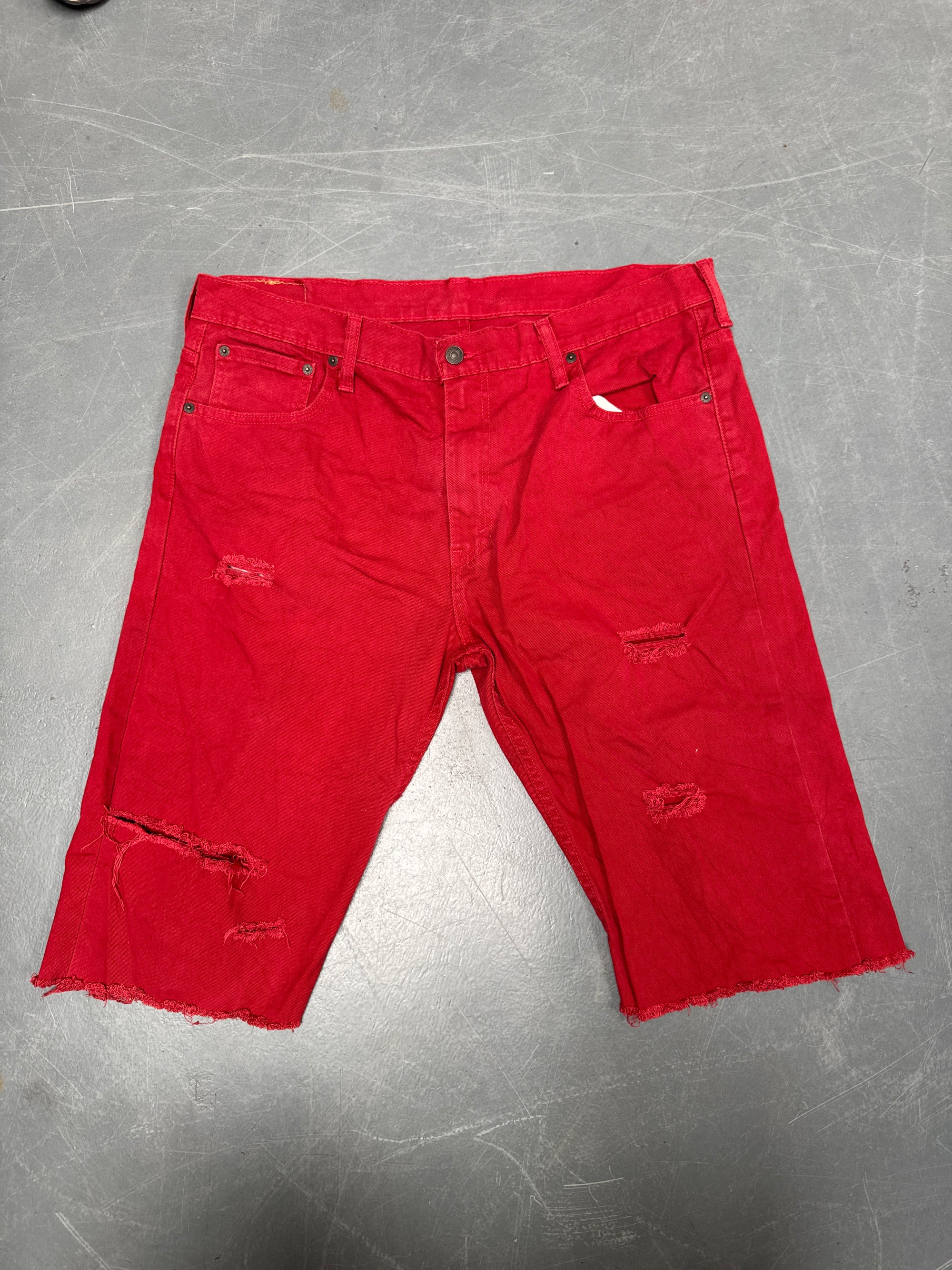Vintage Levis Cut Off Denim Shorts - 90s Made - W 38 - SH947