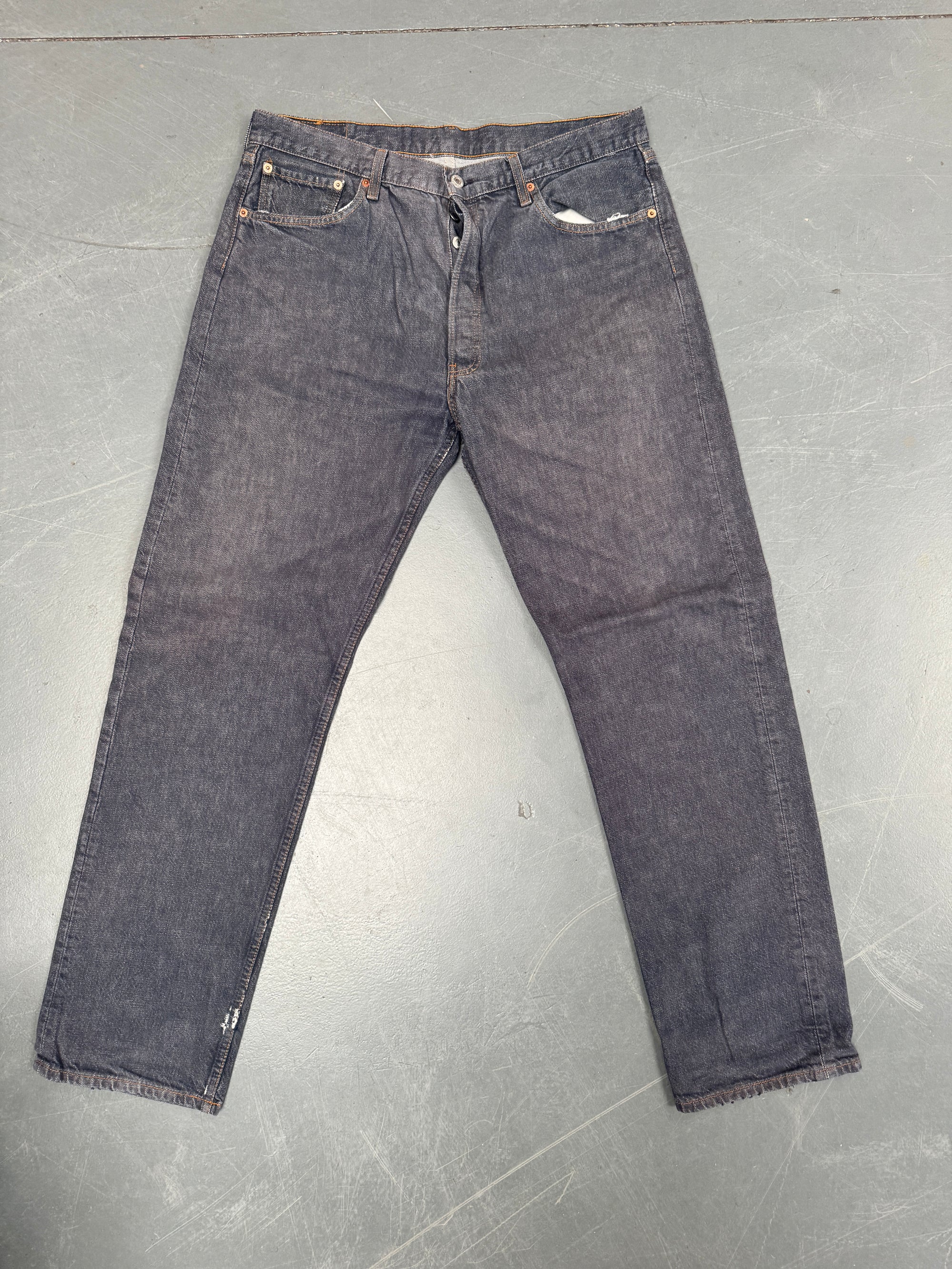 Mens Levis 501 Regular Fit Vintage Jean - W 36 L 33 - Slate Grey