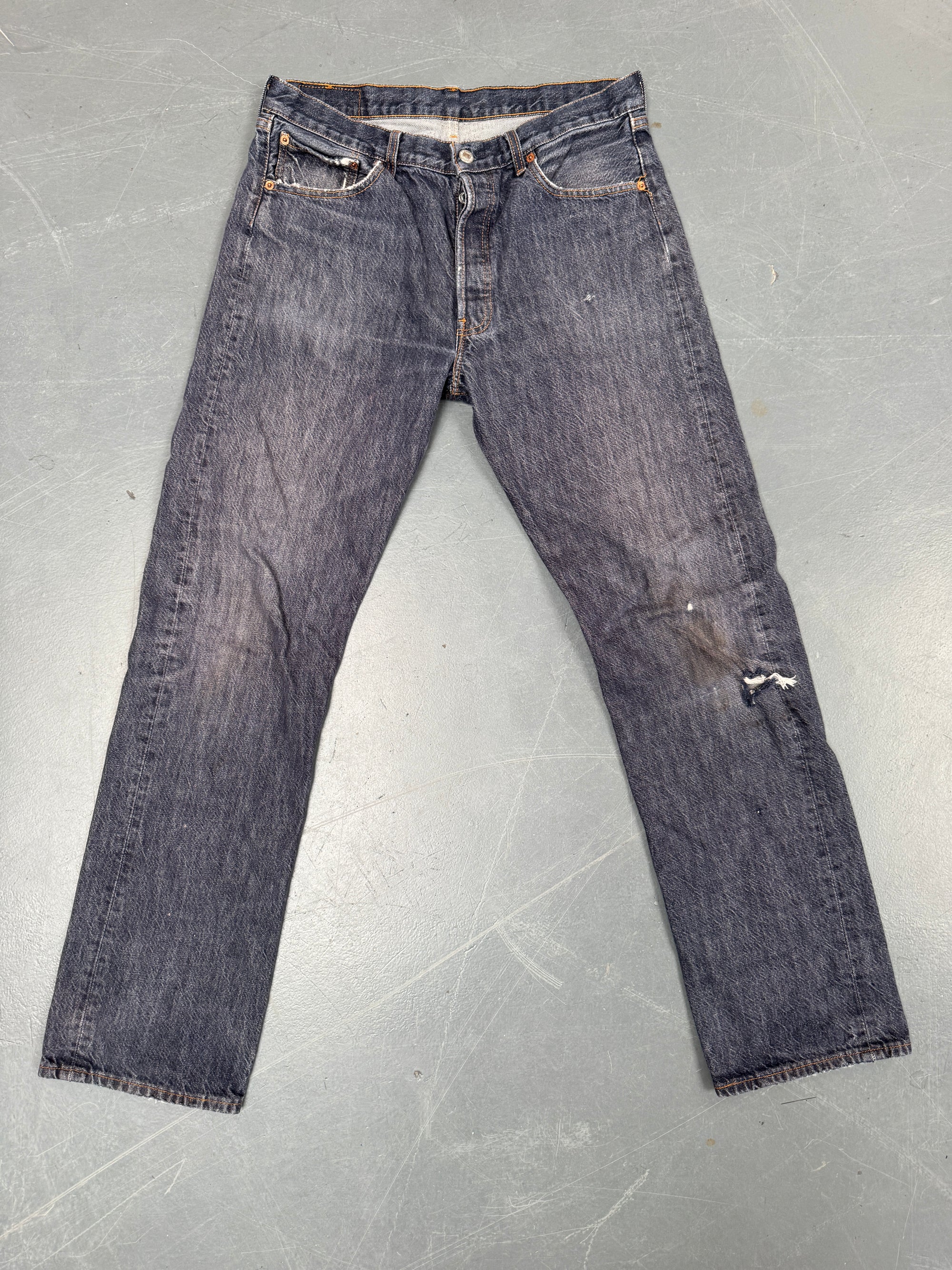 Mens Levis 501 Regular Fit Vintage Jean - W 32 L 32 - Slate Grey SL49