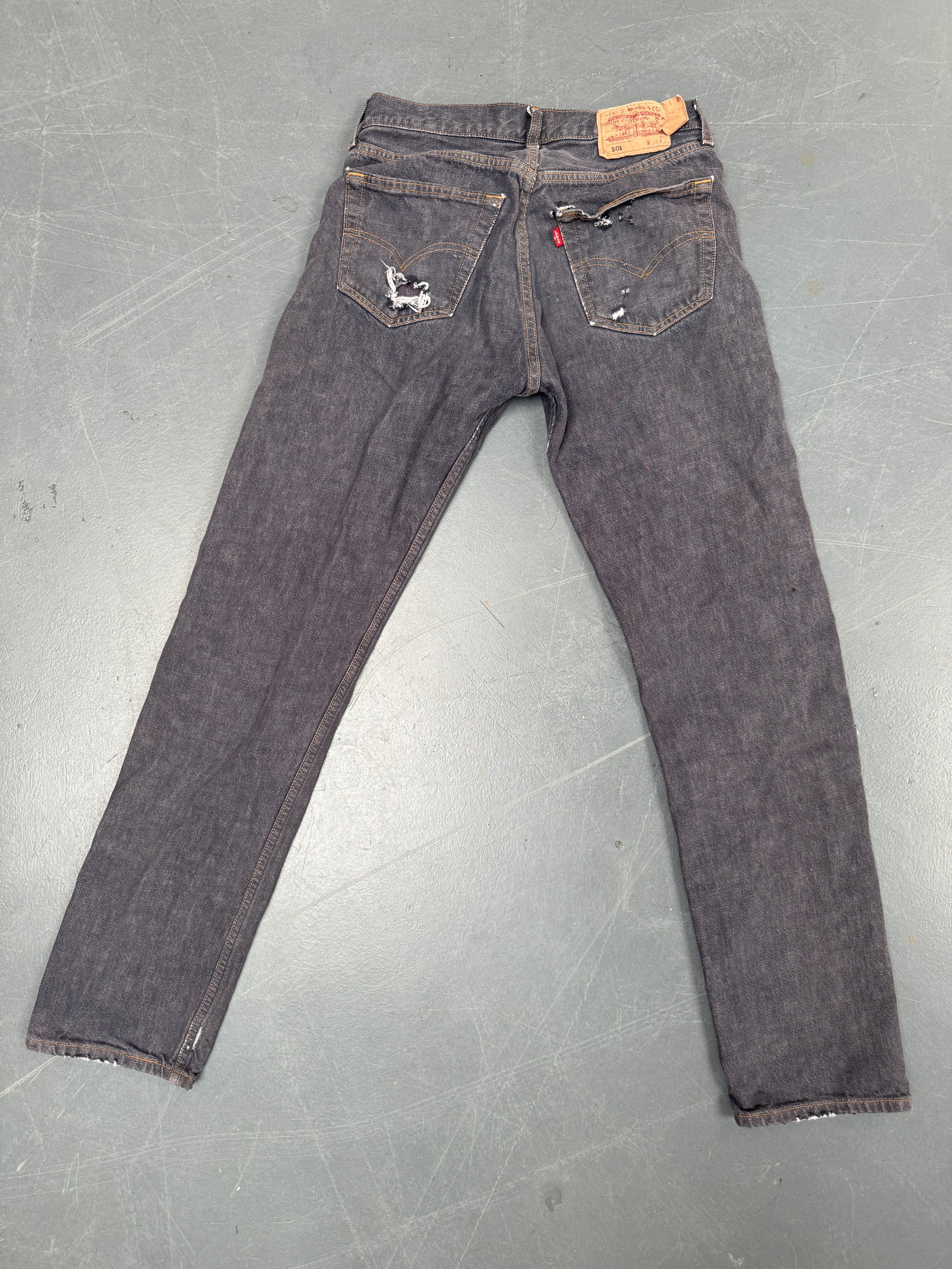 Mens Levis 501 Regular Fit Vintage Jean - W 28 L 32 - Slate Grey SL55