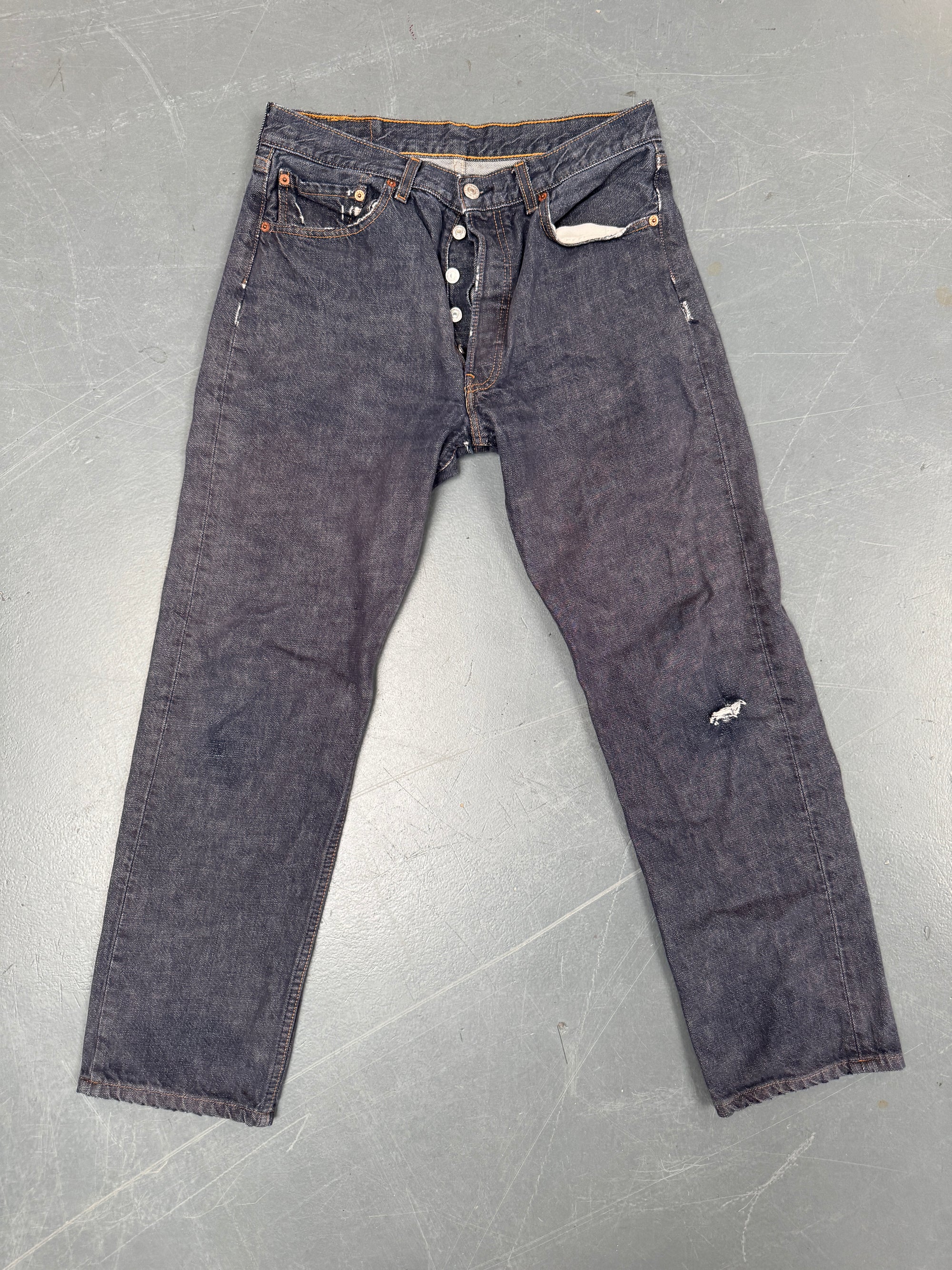 Mens Levis 501 Regular Fit Vintage Jean - W 28 L 28 - Slate Grey SL67