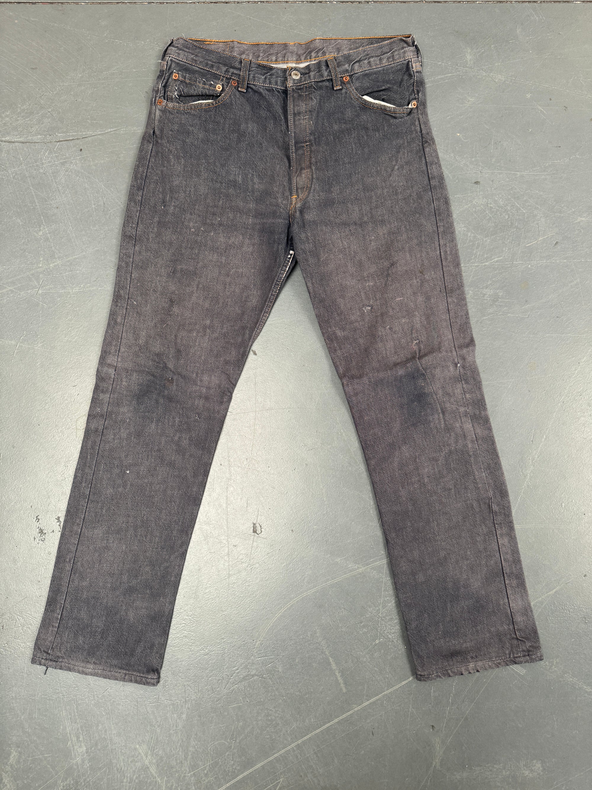 Mens Levis 501 Regular Fit Vintage Jean - W 33 L 31 - Slate Grey