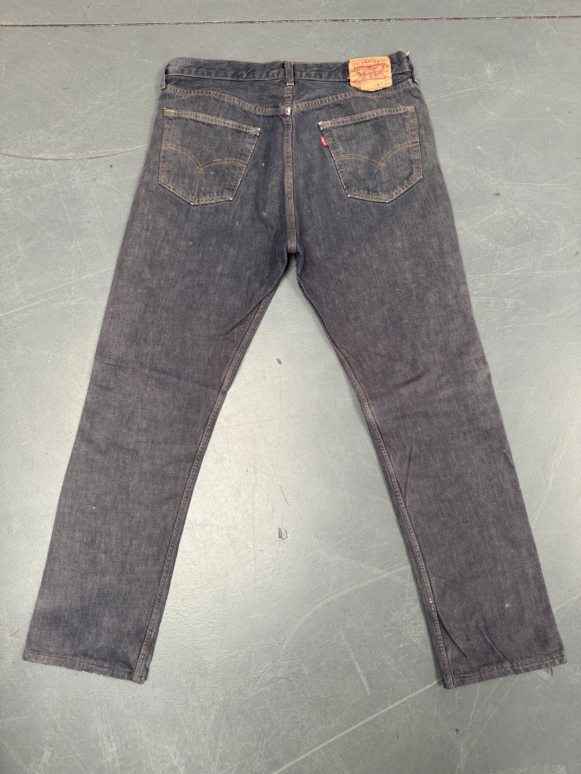 Mens Levis 501 Regular Fit Vintage Jean - W 33 L 31 - Slate Grey