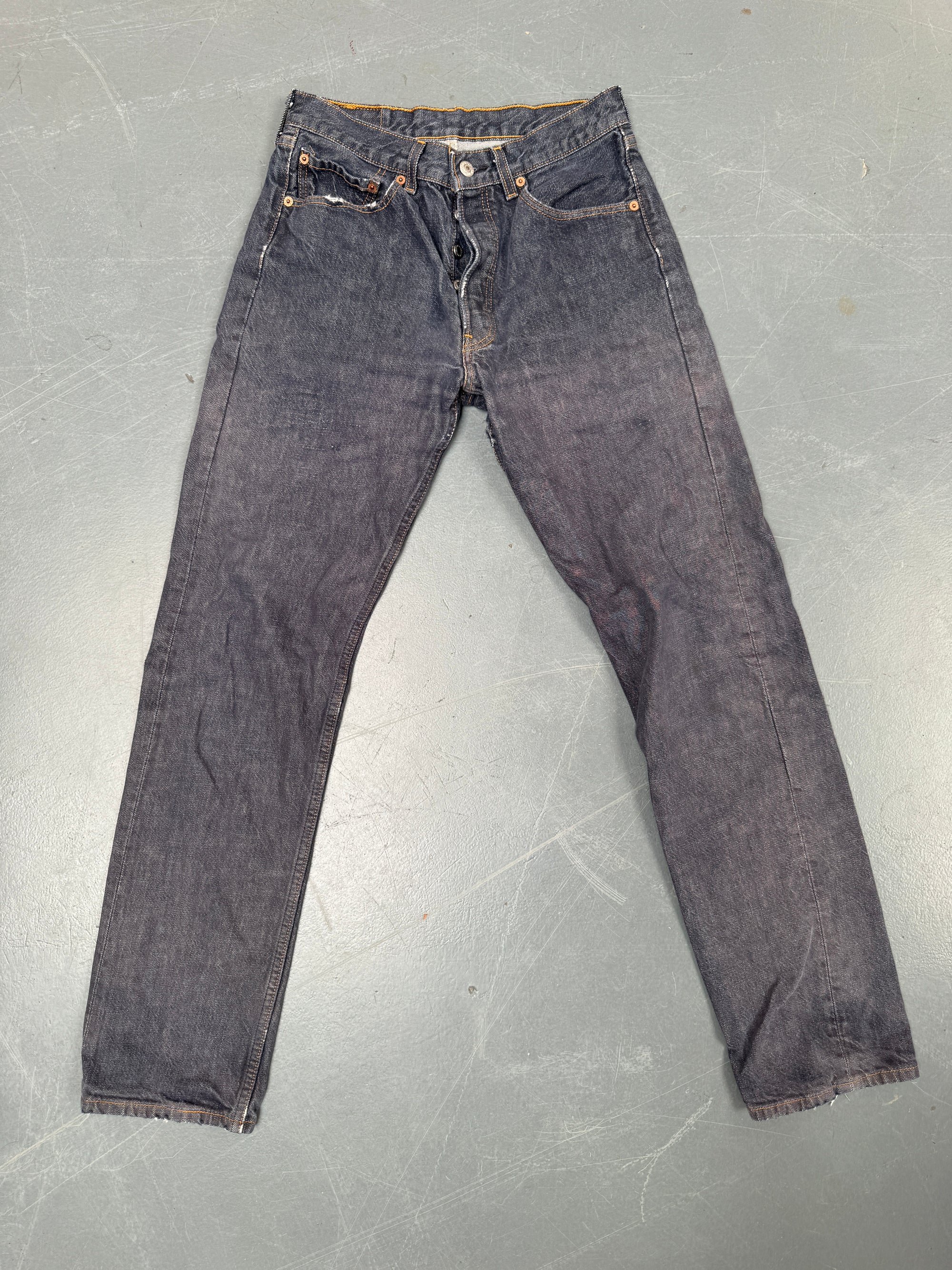 Mens Levis 501 Regular Fit Vintage Jean - W 26 L 31 - Slate Grey SL76