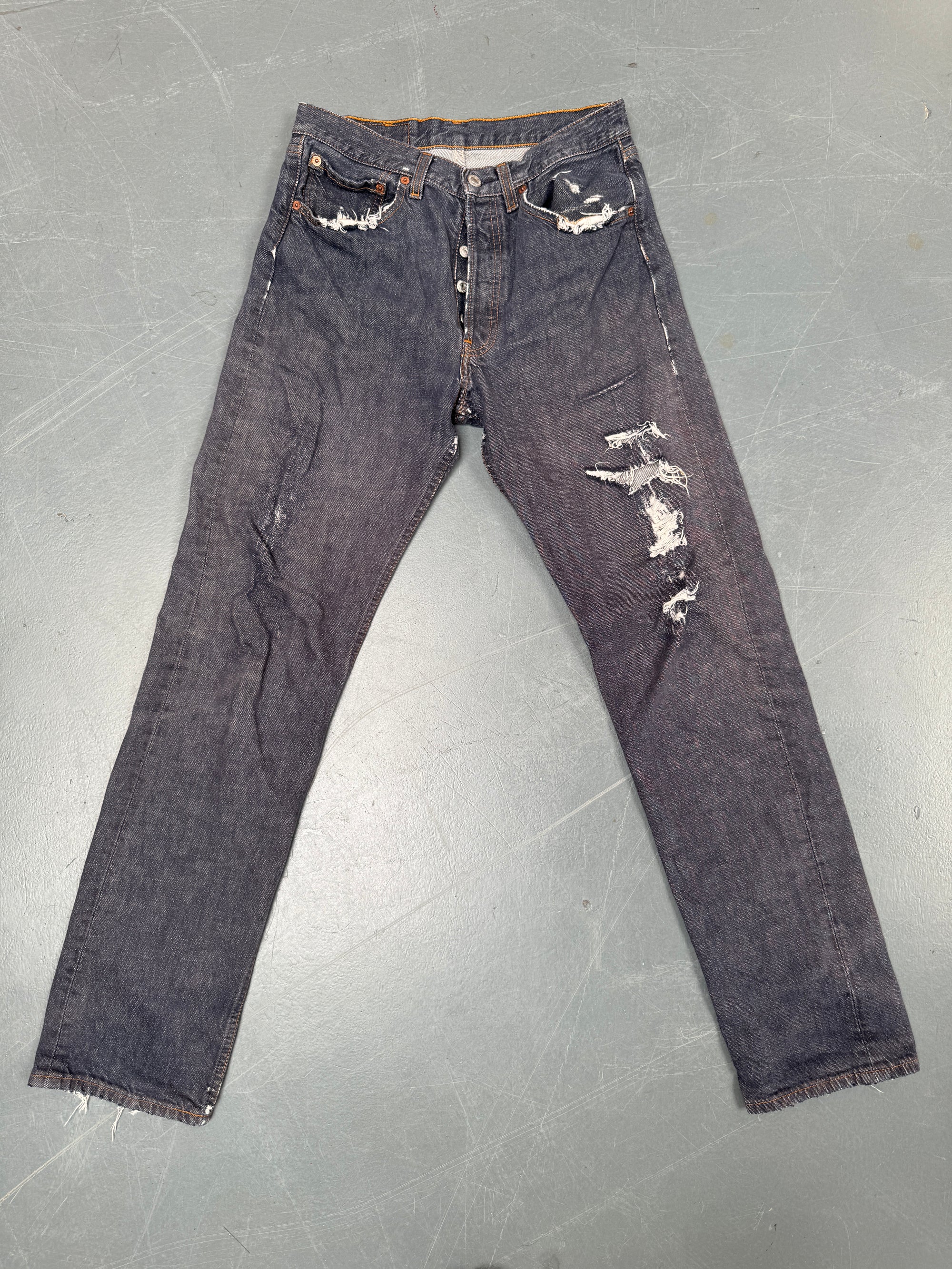 Mens Levis 501 Regular Fit Vintage Jean - W 28 L 32 - Slate Grey SL77