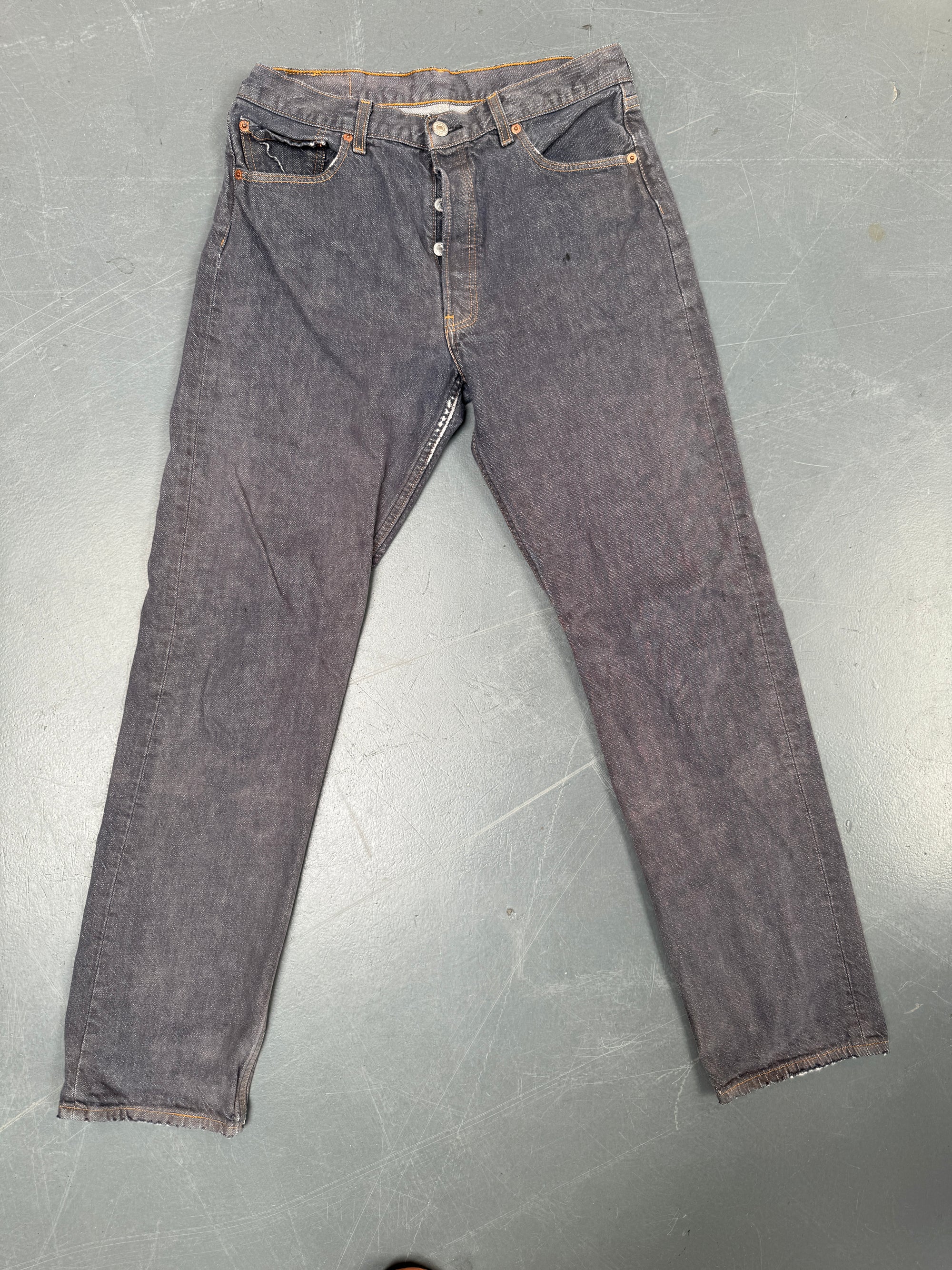 Mens Levis 501 Regular Fit Vintage Jean - W 30 L 32 - Slate Grey SL81