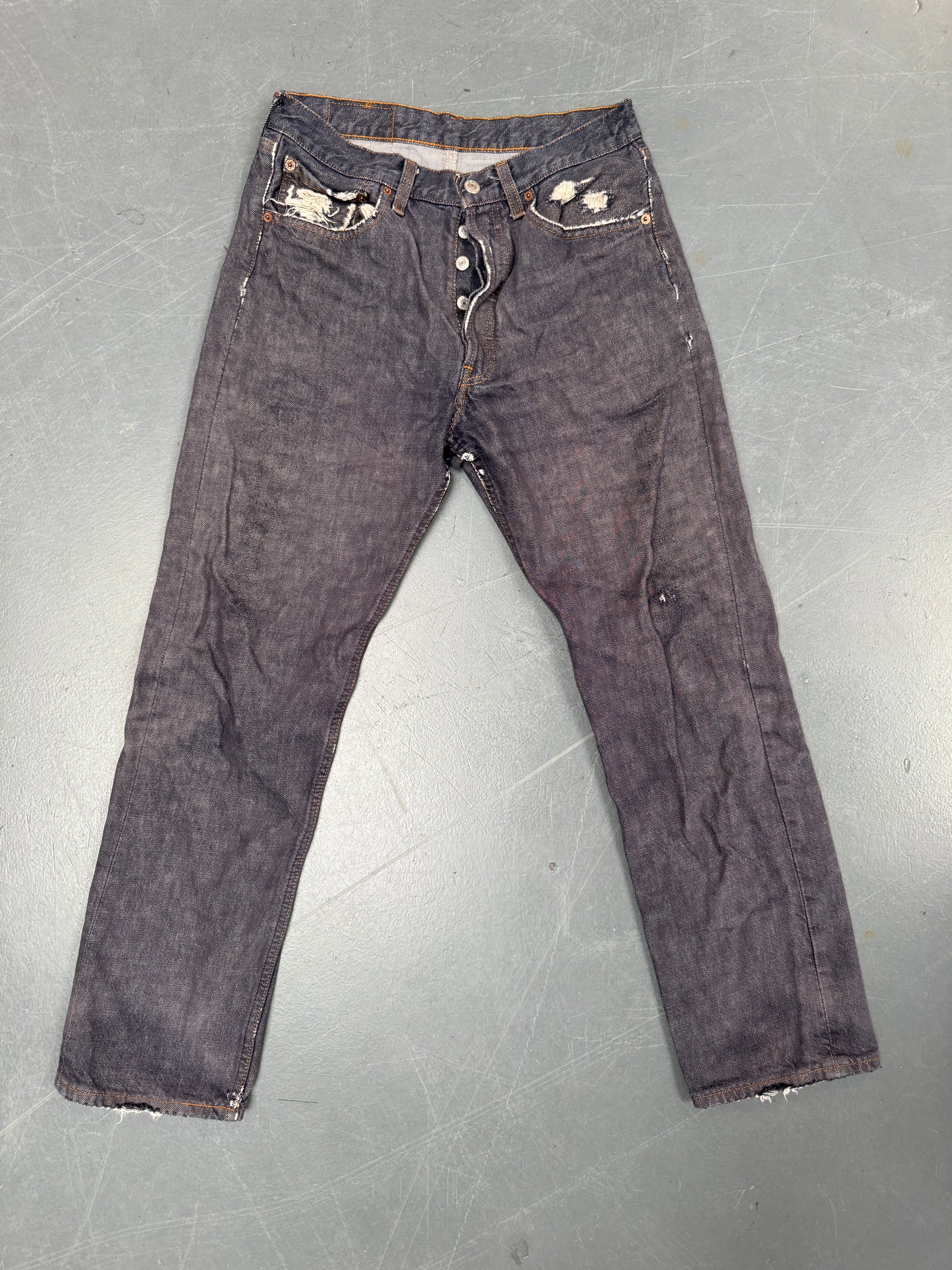 Mens Levis 501 Regular Fit Vintage Jean - W 28 L 28 - Slate Grey SL89