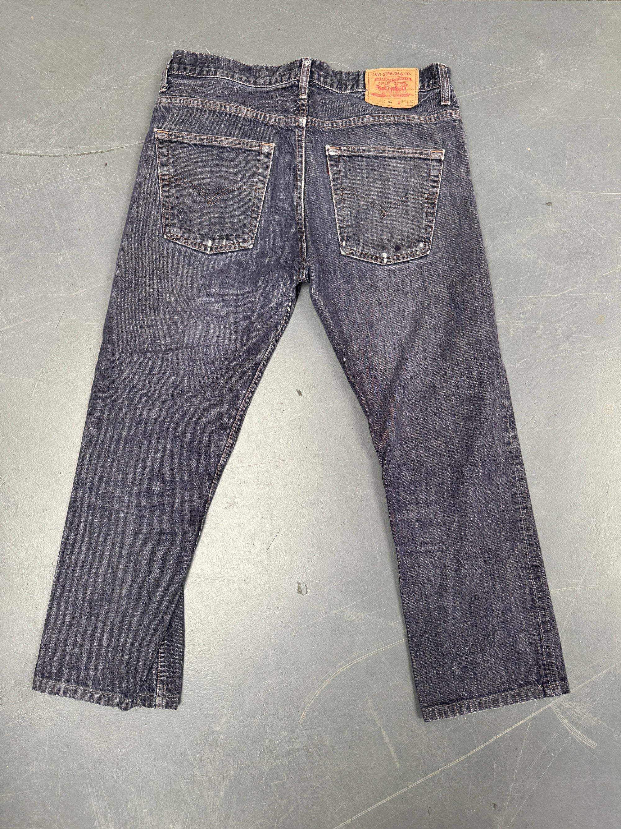 Mens Levis 501 Regular Fit Vintage Jean - W 35 L 27 - Slate Grey