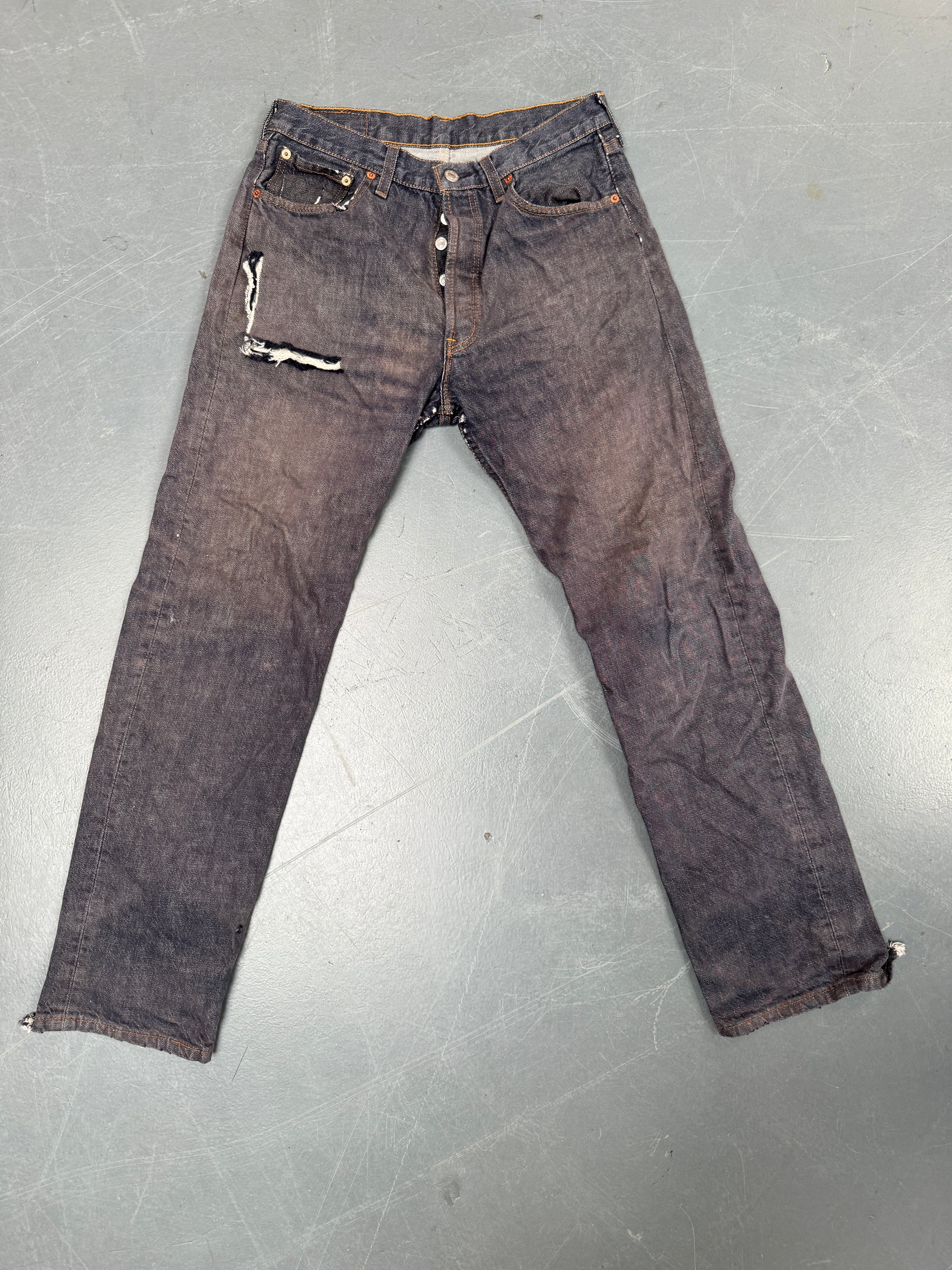 Mens Levis 501 Regular Fit Vintage Jean - W 28 L 30 - Slate Grey SL100