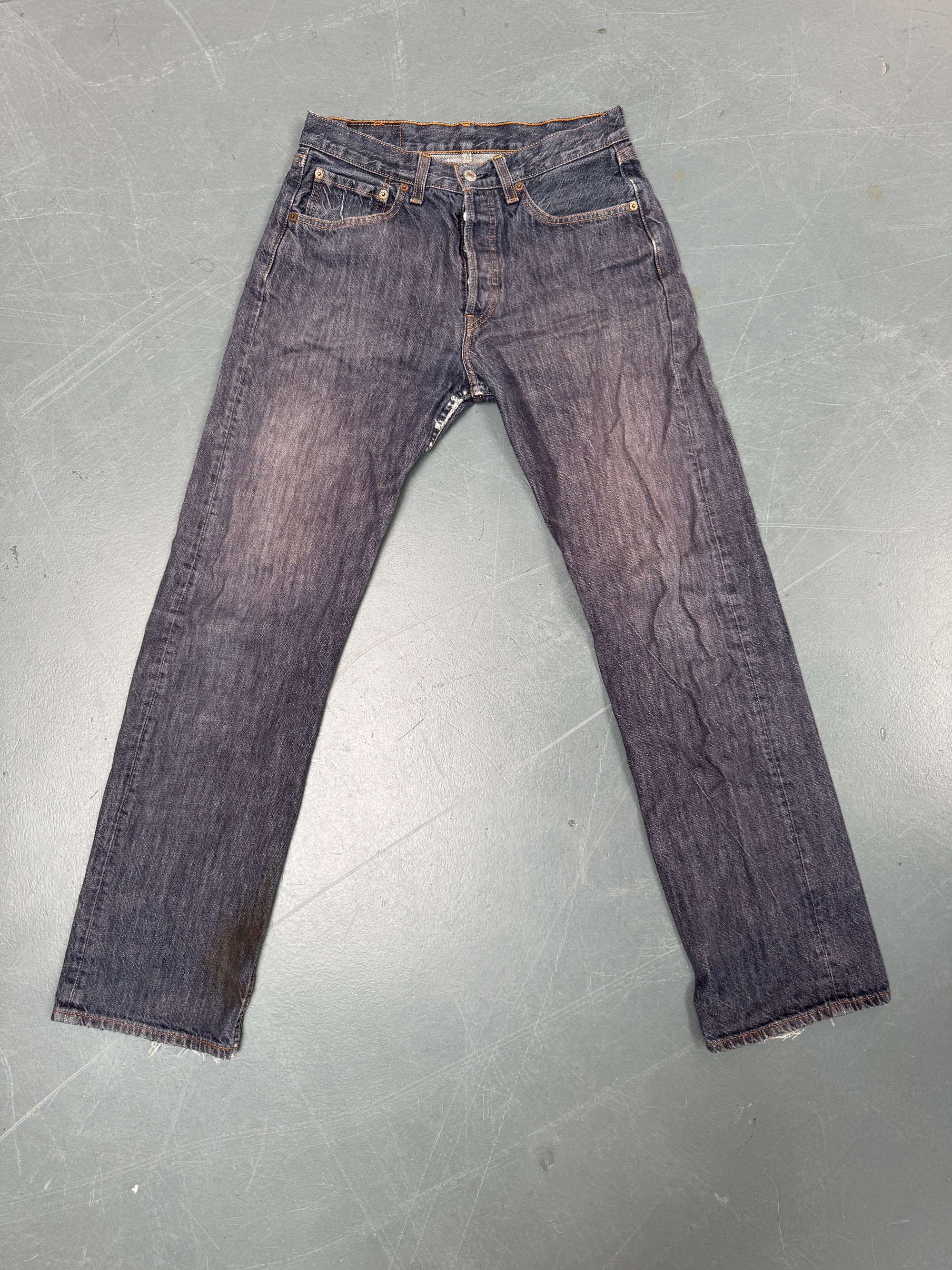 Mens Levis 501 Regular Fit Vintage Jean - W 28 L 32 - Slate Grey SL104