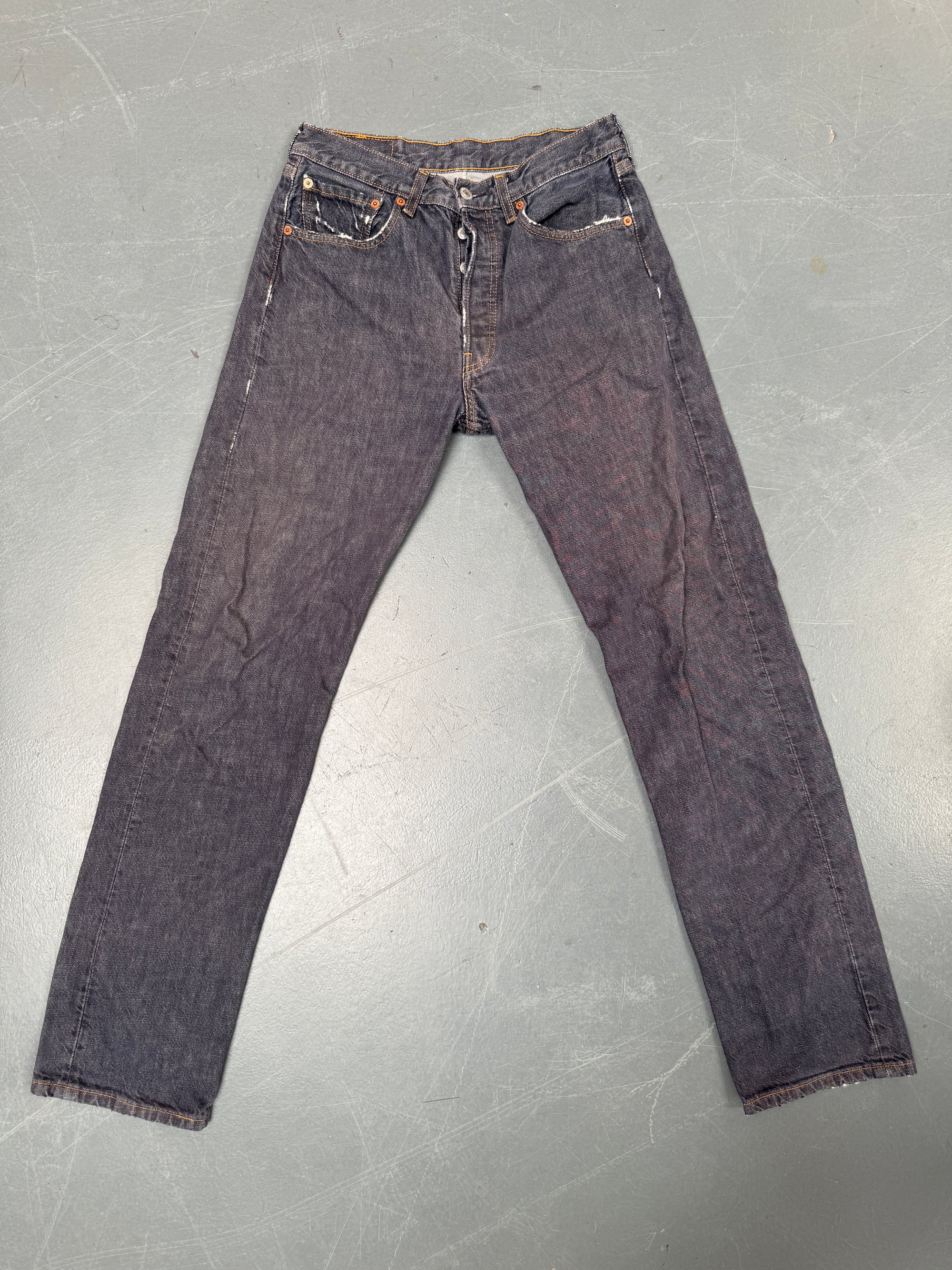 Mens Levis 501 Regular Fit Vintage Jean - W 28 L 32 - Slate Grey SL109