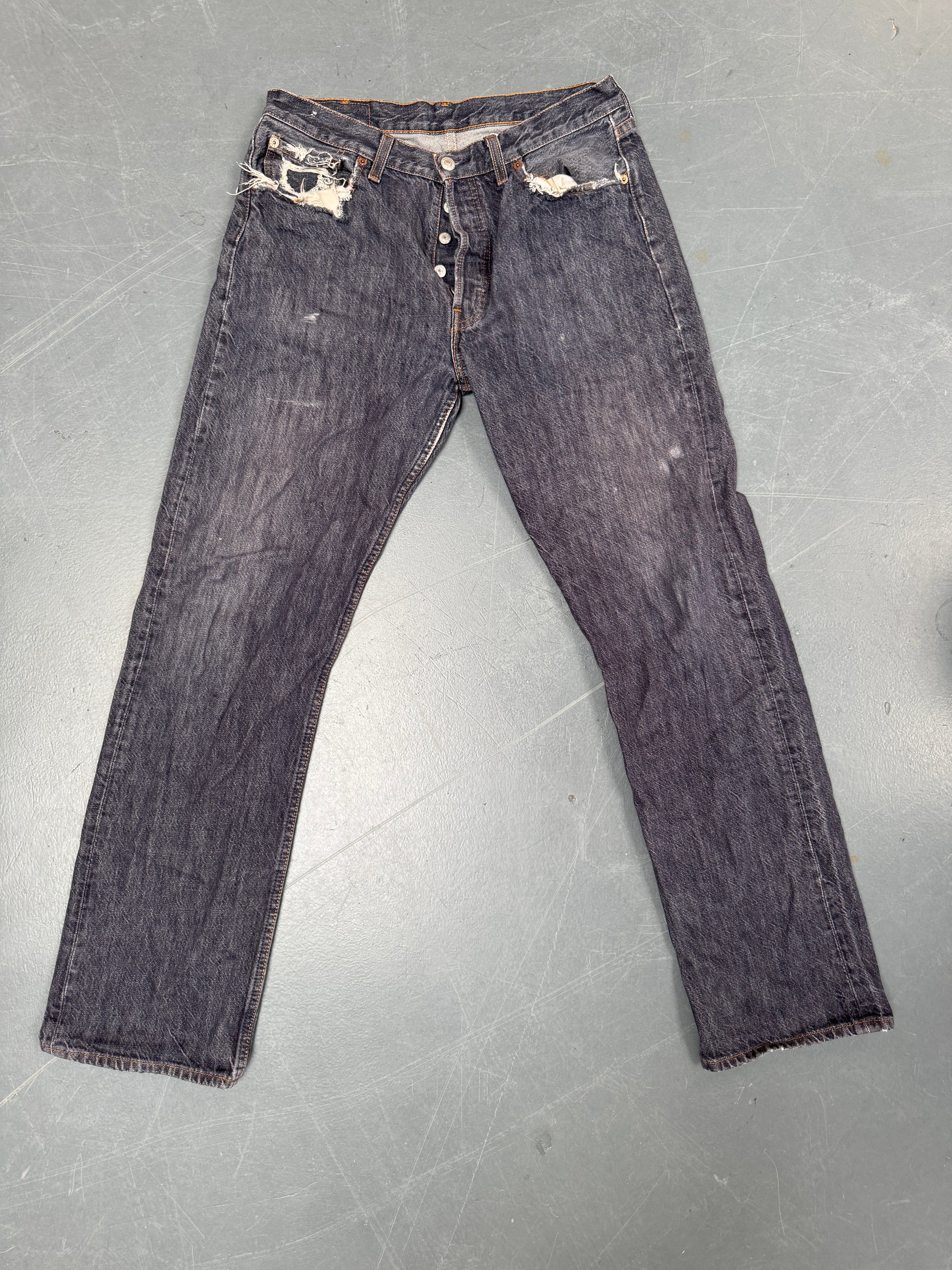 Mens Levis 501 Regular Fit Vintage Jean - W 31 L 32 - Slate Grey SL124