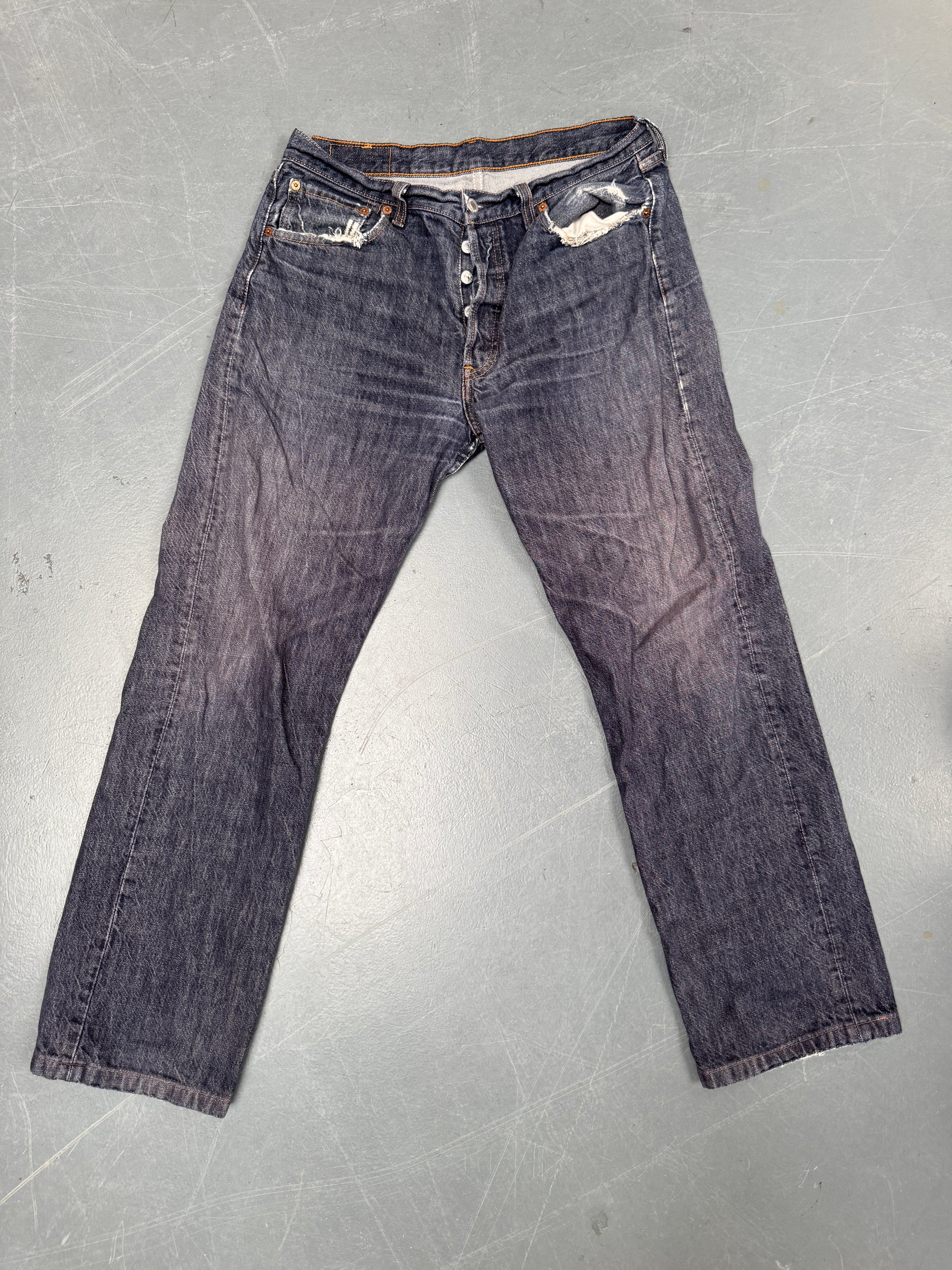 Mens Levis 501 Regular Fit Vintage Jean - W 30 L 30 - Slate Grey SL128