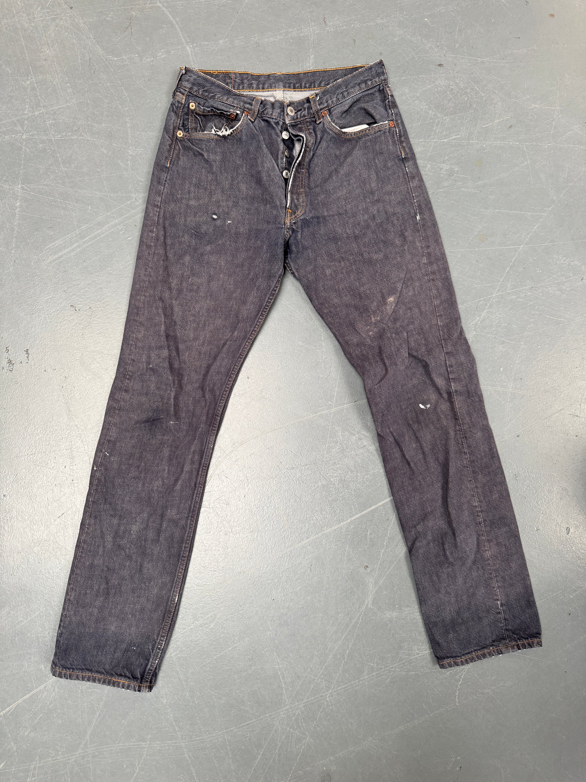 Mens Levis 501 Regular Fit Vintage Jean - W 28 L 32 - Slate Grey SL135