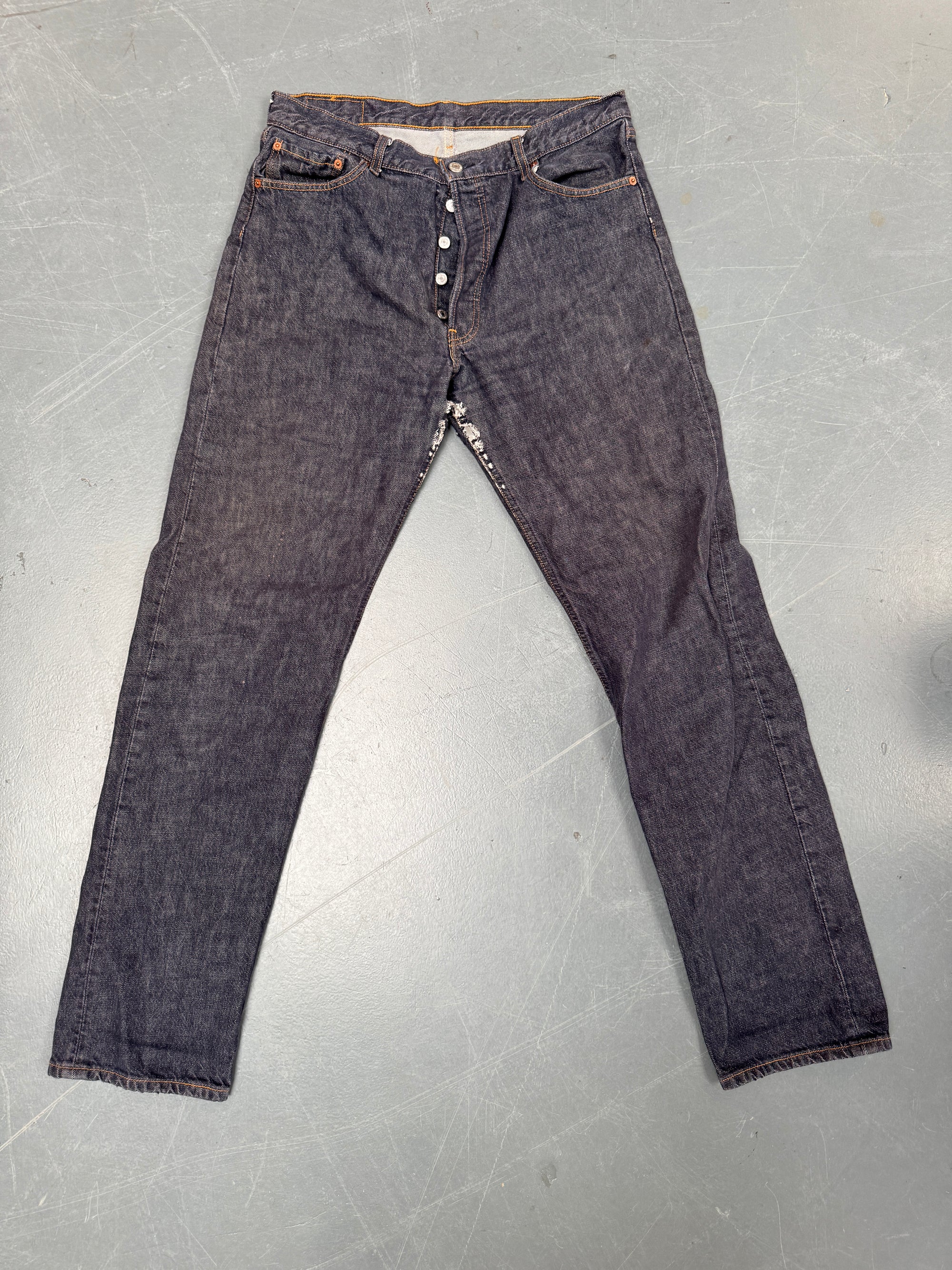 Mens Levis 501 Regular Fit Vintage Jean - W 32 L 34 - Slate Grey SL136