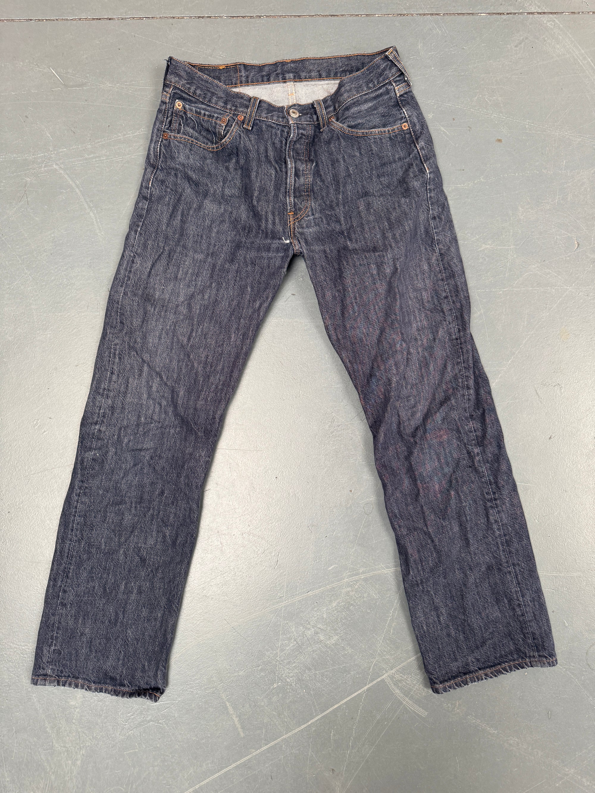 Mens Levis 501 Regular Fit Vintage Jean - W 28 L 30 - Slate Grey
