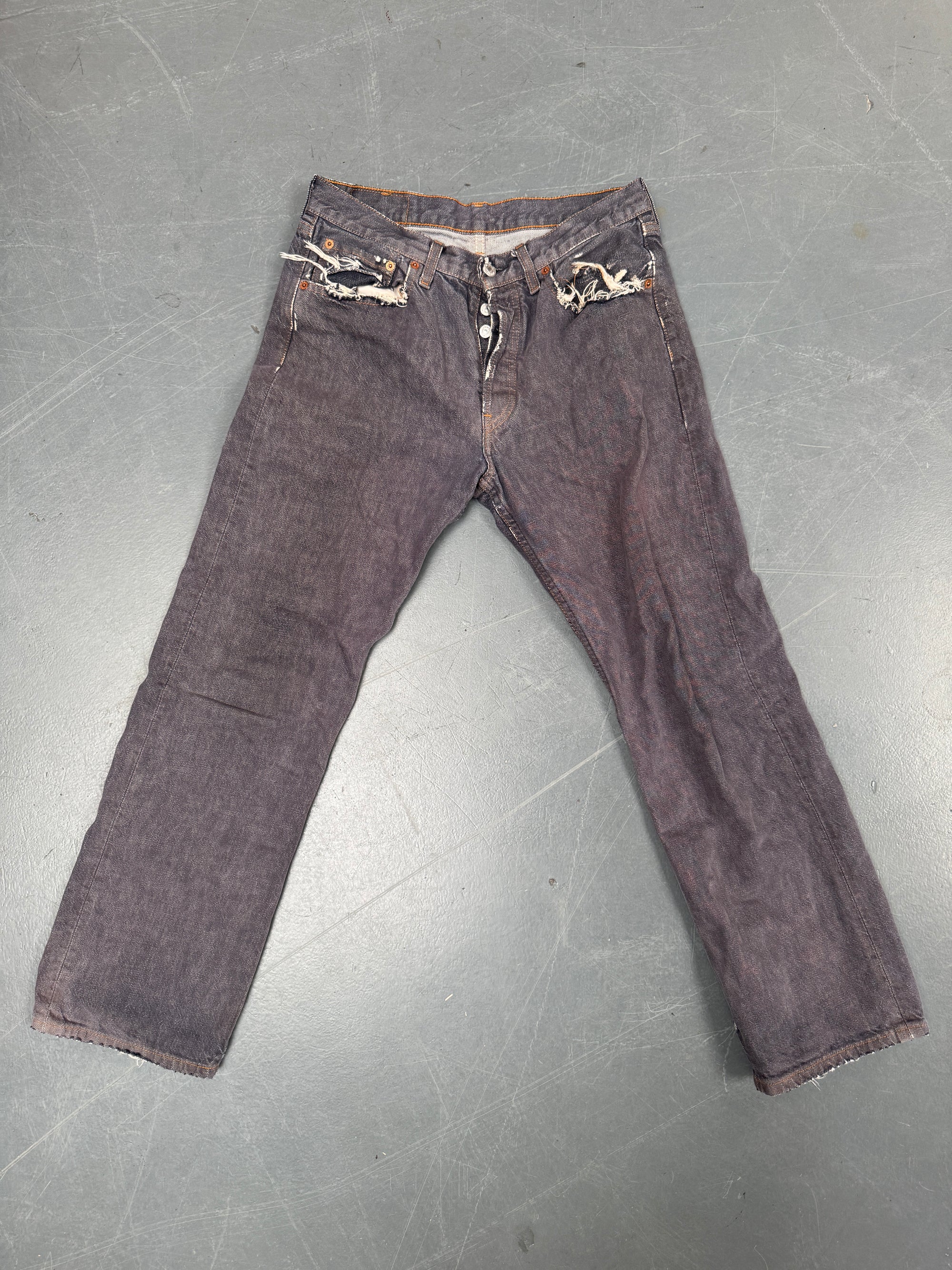 Mens Levis 501 Regular Fit Vintage Jean - W 30 L 28 - Slate Grey SL148