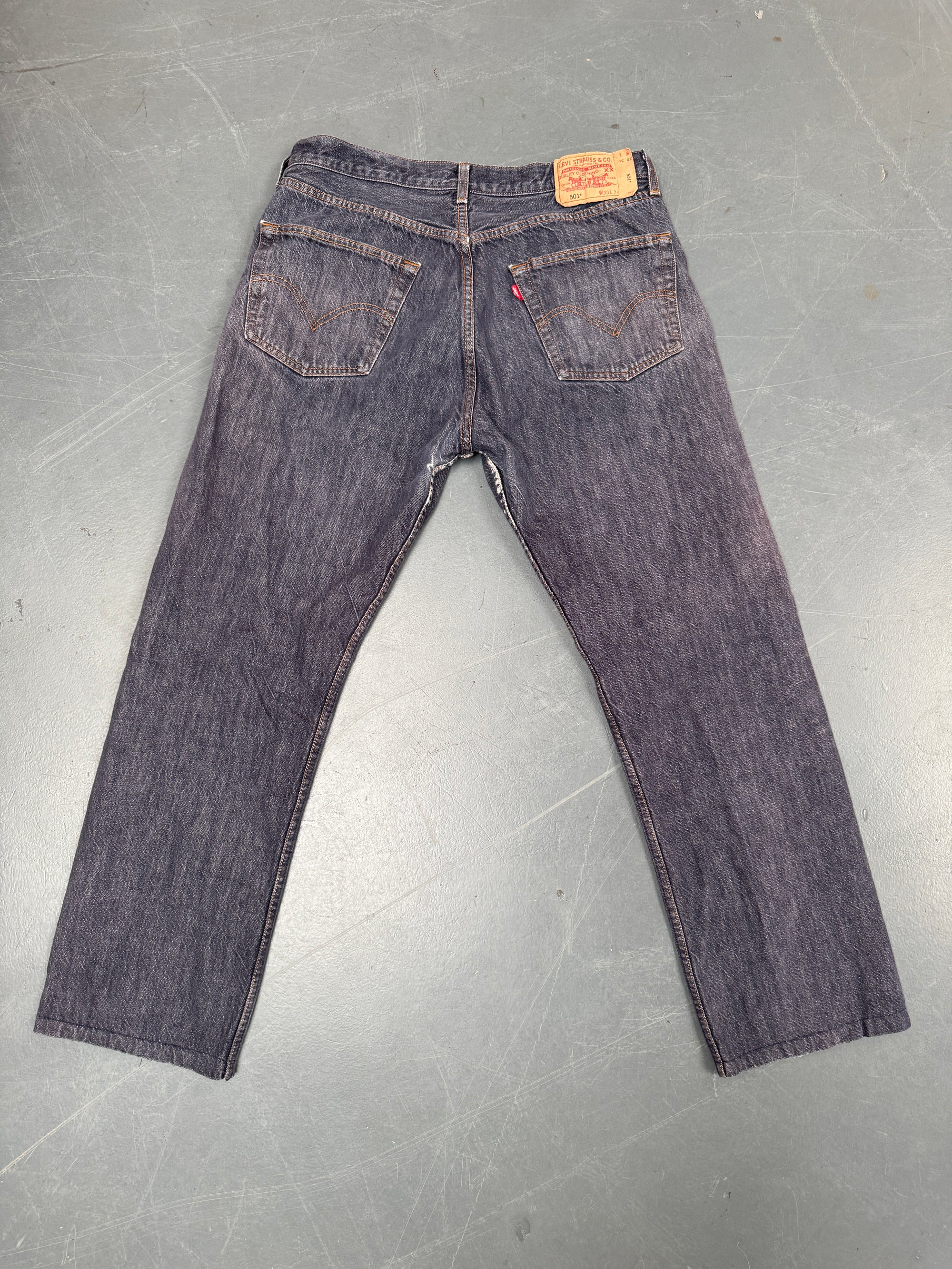 Mens Levis 501 Regular Fit Vintage Jean - W 34 L 31 - Slate Grey SL150