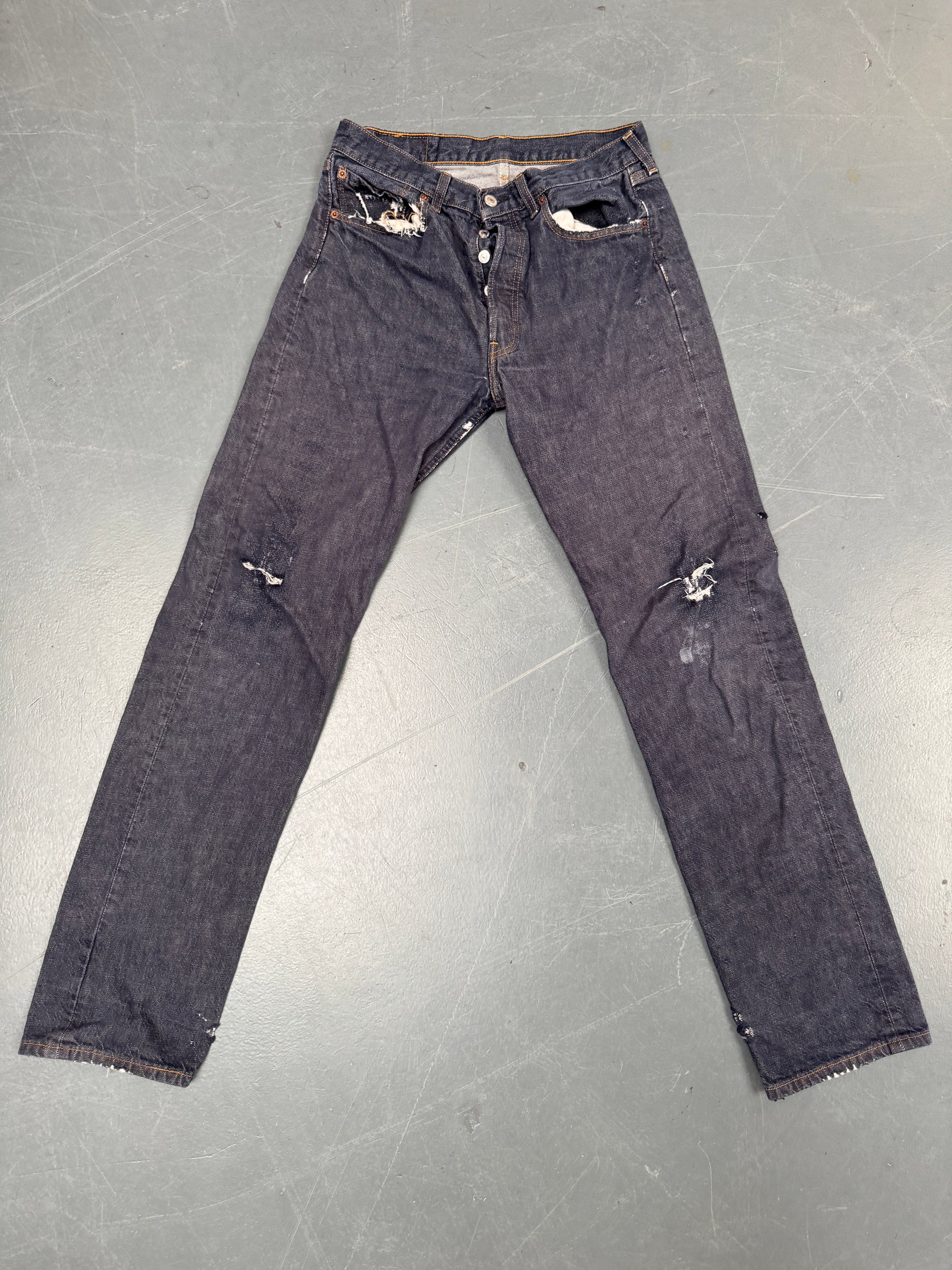 Mens Levis 501 Regular Fit Vintage Jean - W 28 L 32 - Slate Grey SL153