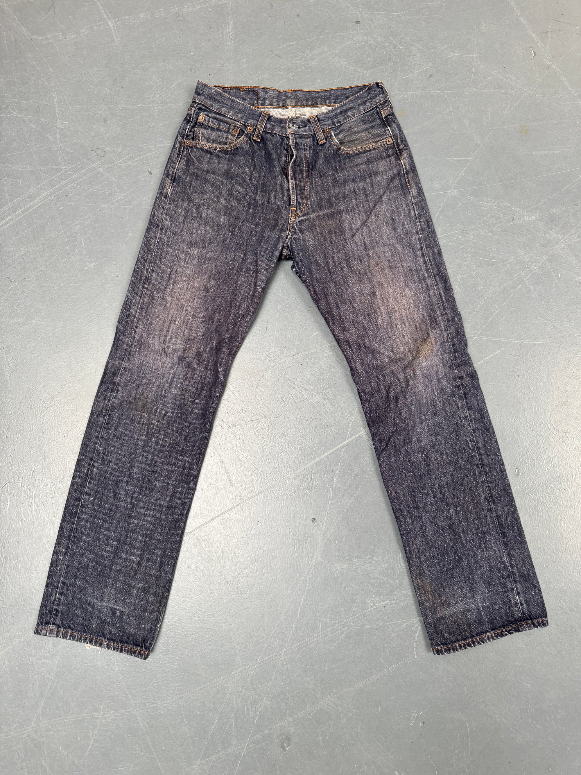 Mens Levis 501 Regular Fit Vintage Jean - W 26 L 30 - Slate Grey SL155