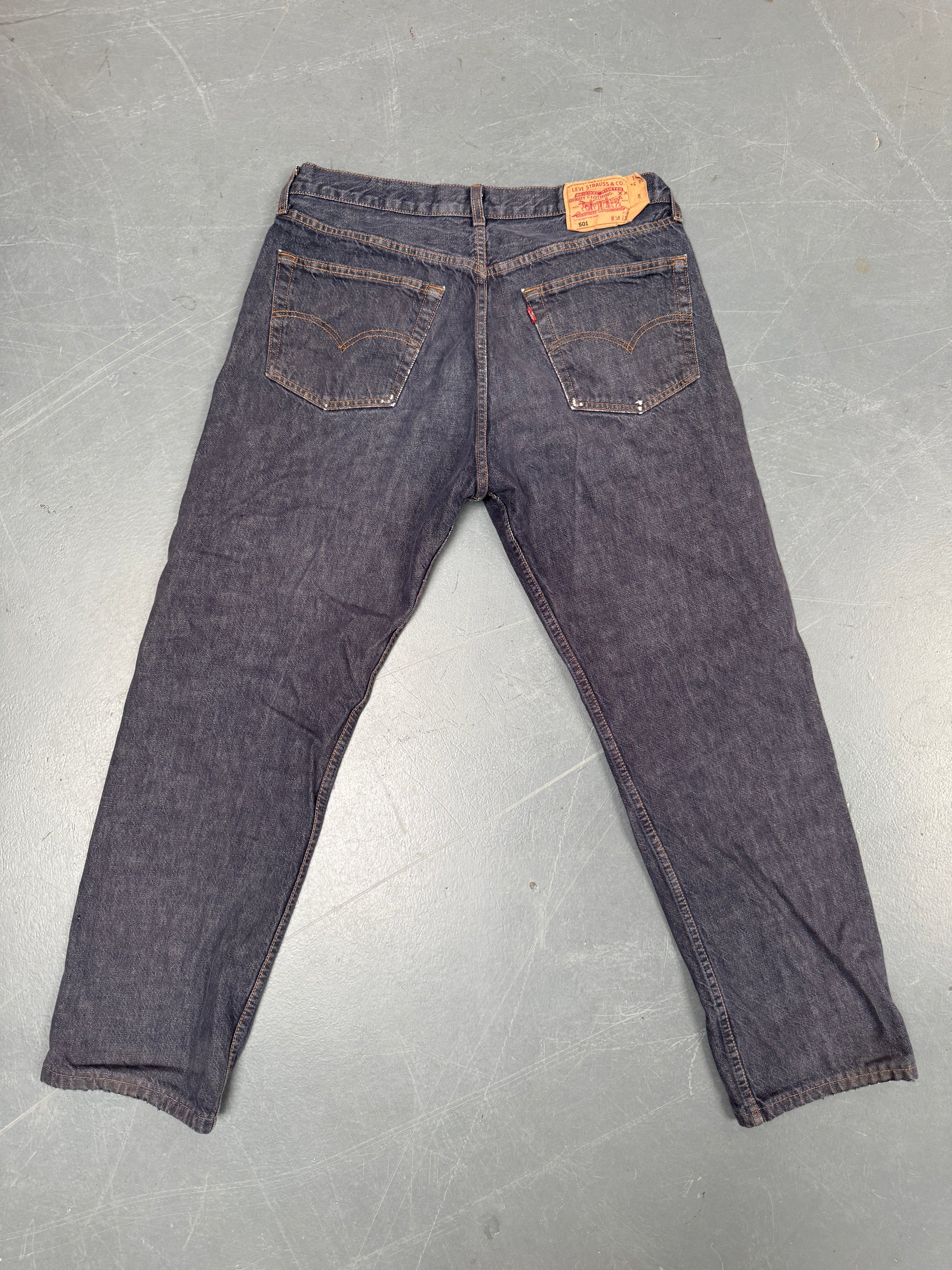 Mens Levis 501 Regular Fit Vintage Jean - W 35 L 30 - Slate Grey SL158