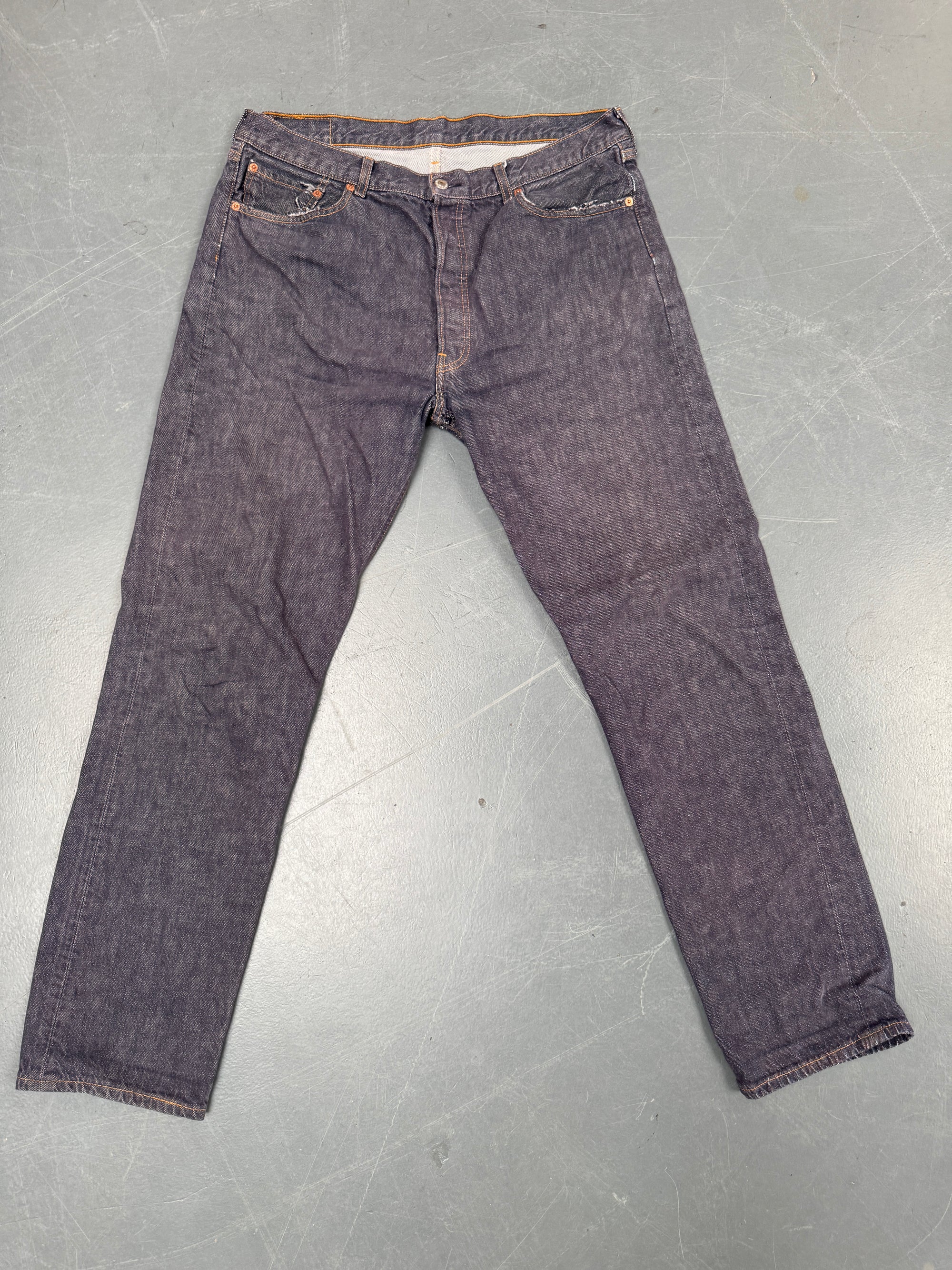 Mens Levis 501 Regular Fit Vintage Jean - W 34 L 33 - Slate Grey SL159
