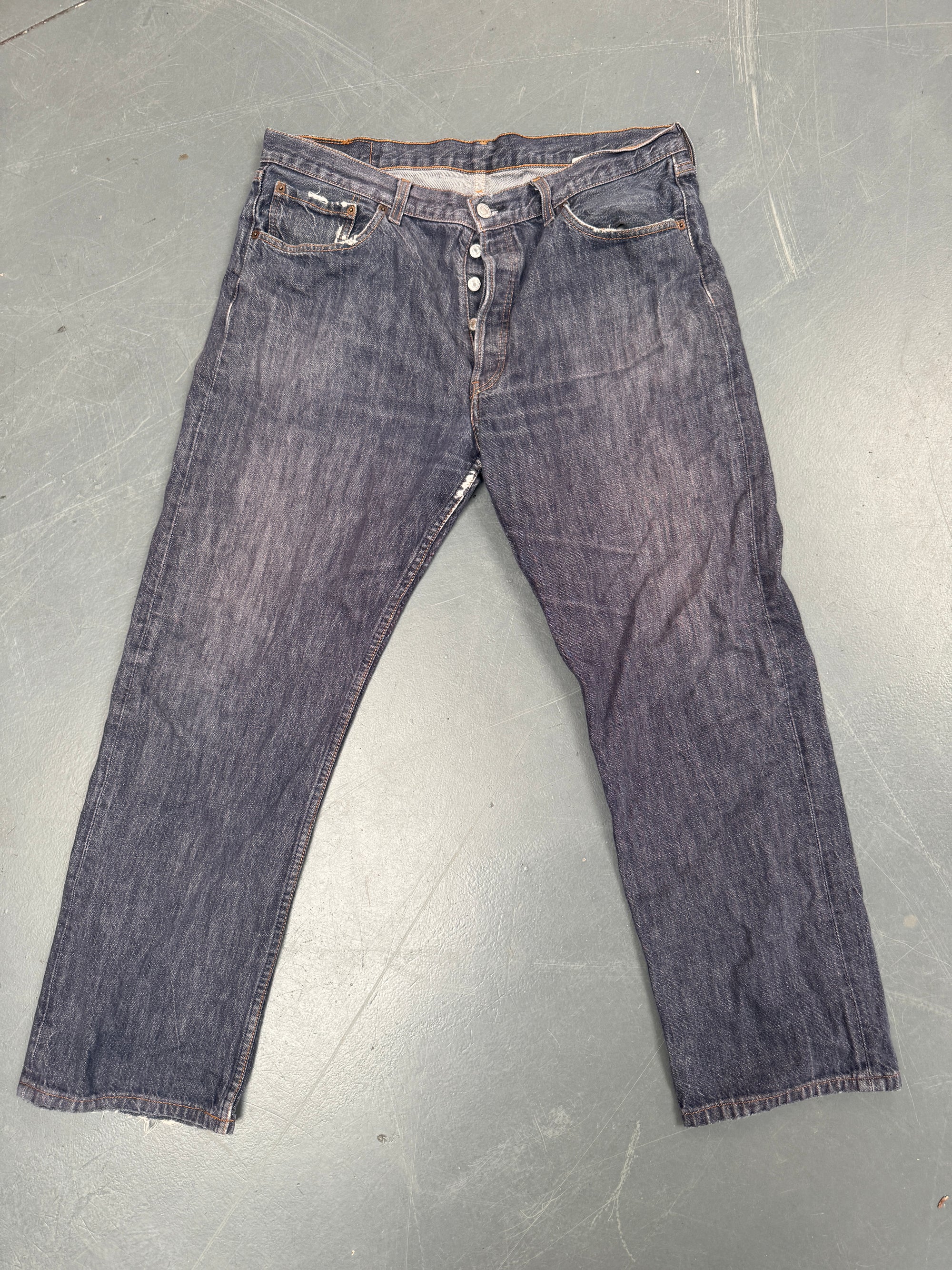 Mens Levis 501 Regular Fit Vintage Jean - W 36 L 30 - Slate Grey