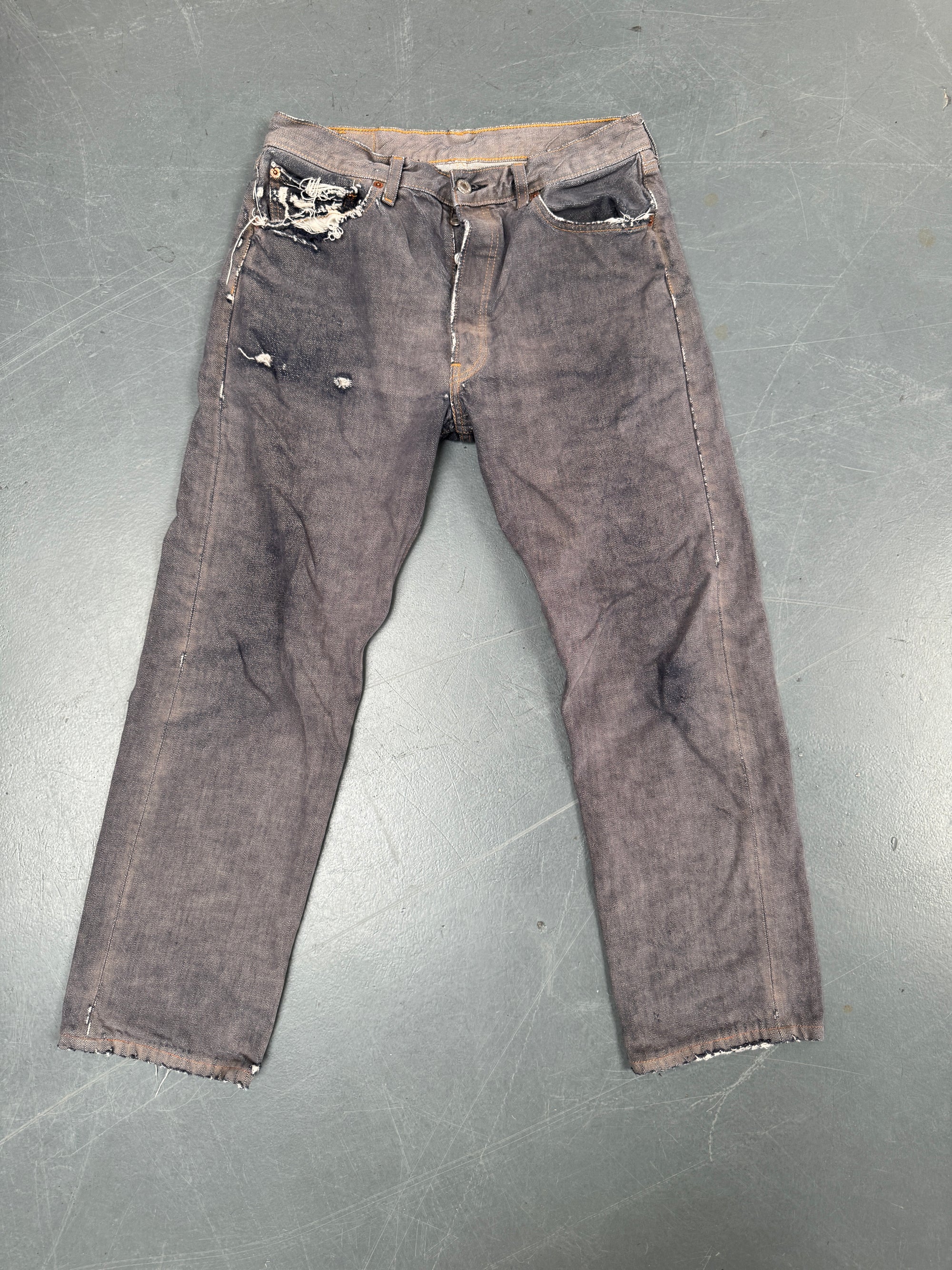 Mens Levis 501 Regular Fit Vintage Jean - W 28 L 27 - Slate Grey SL168