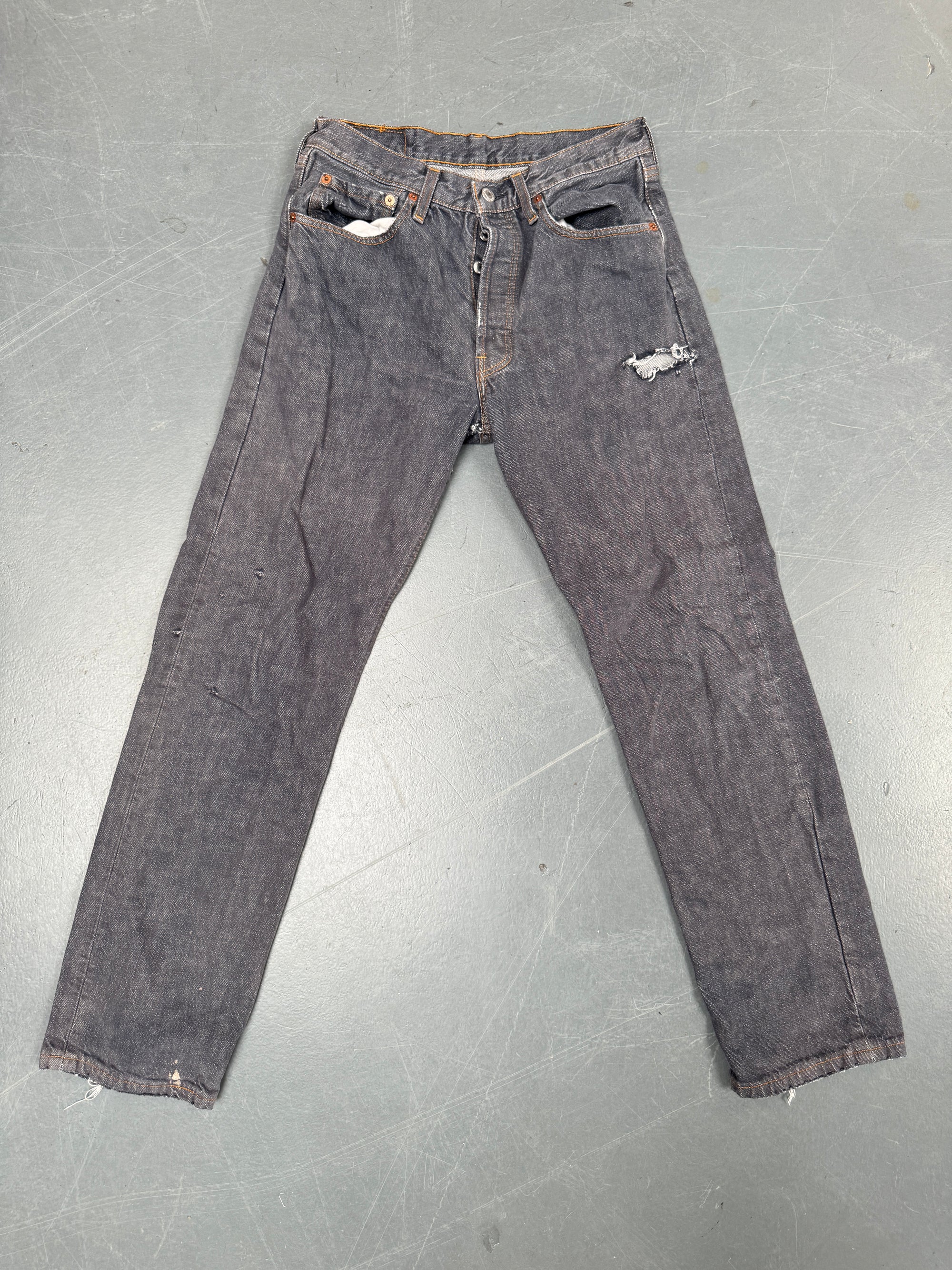 Mens Levis 501 Regular Fit Vintage Jean - W 26 L 29 - Slate Grey SL169