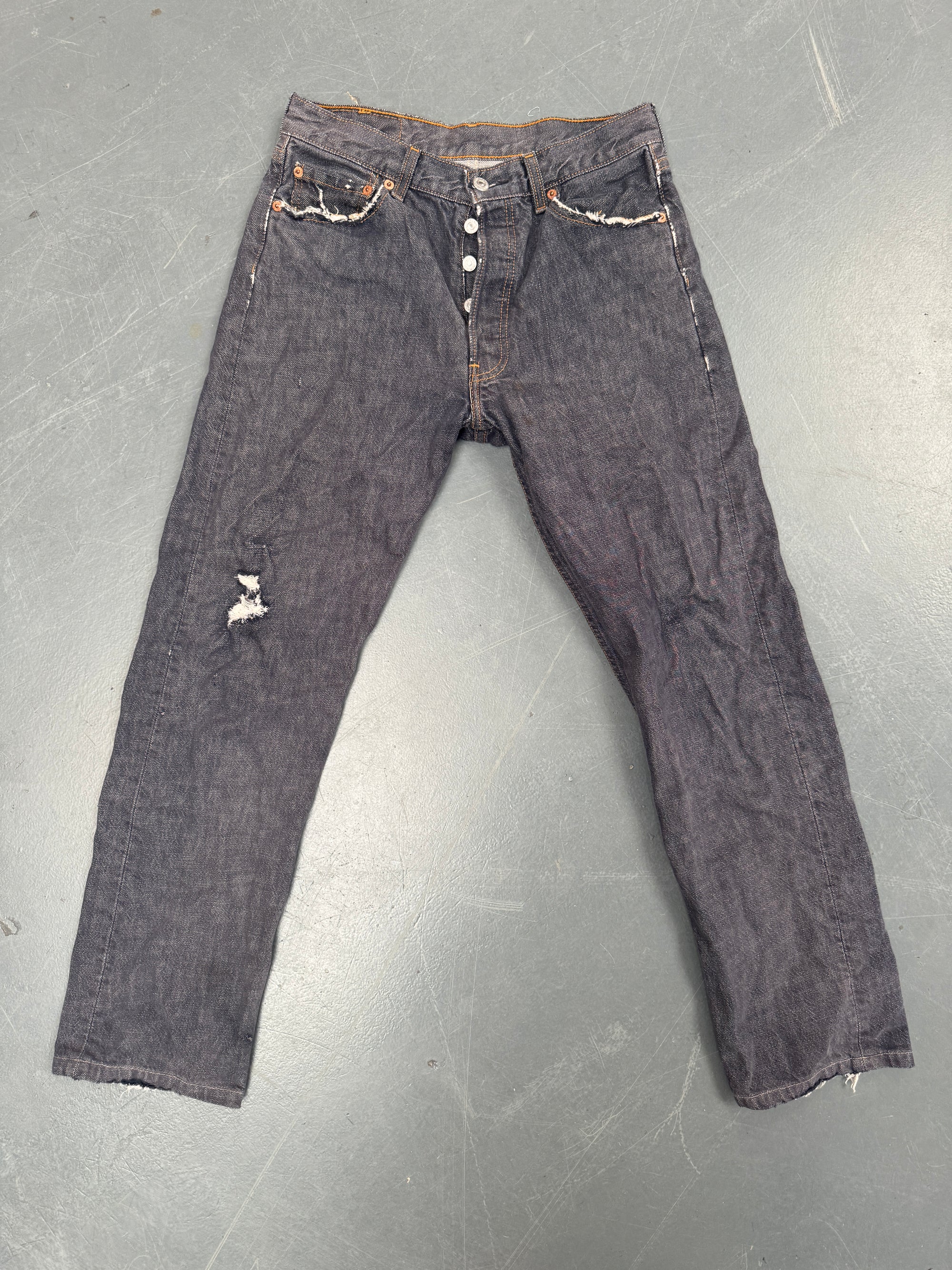 Mens Levis 501 Regular Fit Vintage Jean - W 27 L 28 - Slate Grey
