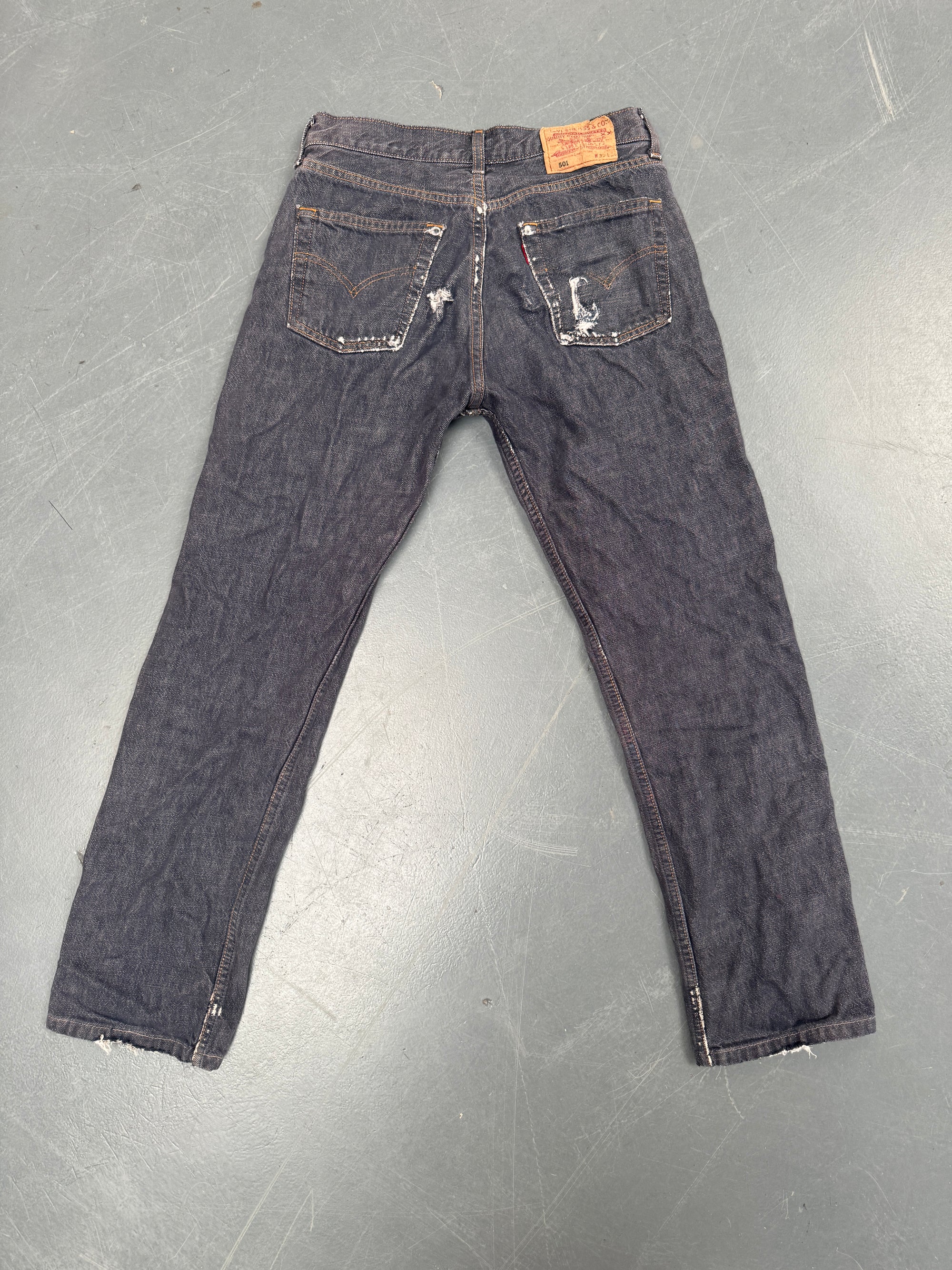 Mens Levis 501 Regular Fit Vintage Jean - W 27 L 28 - Slate Grey