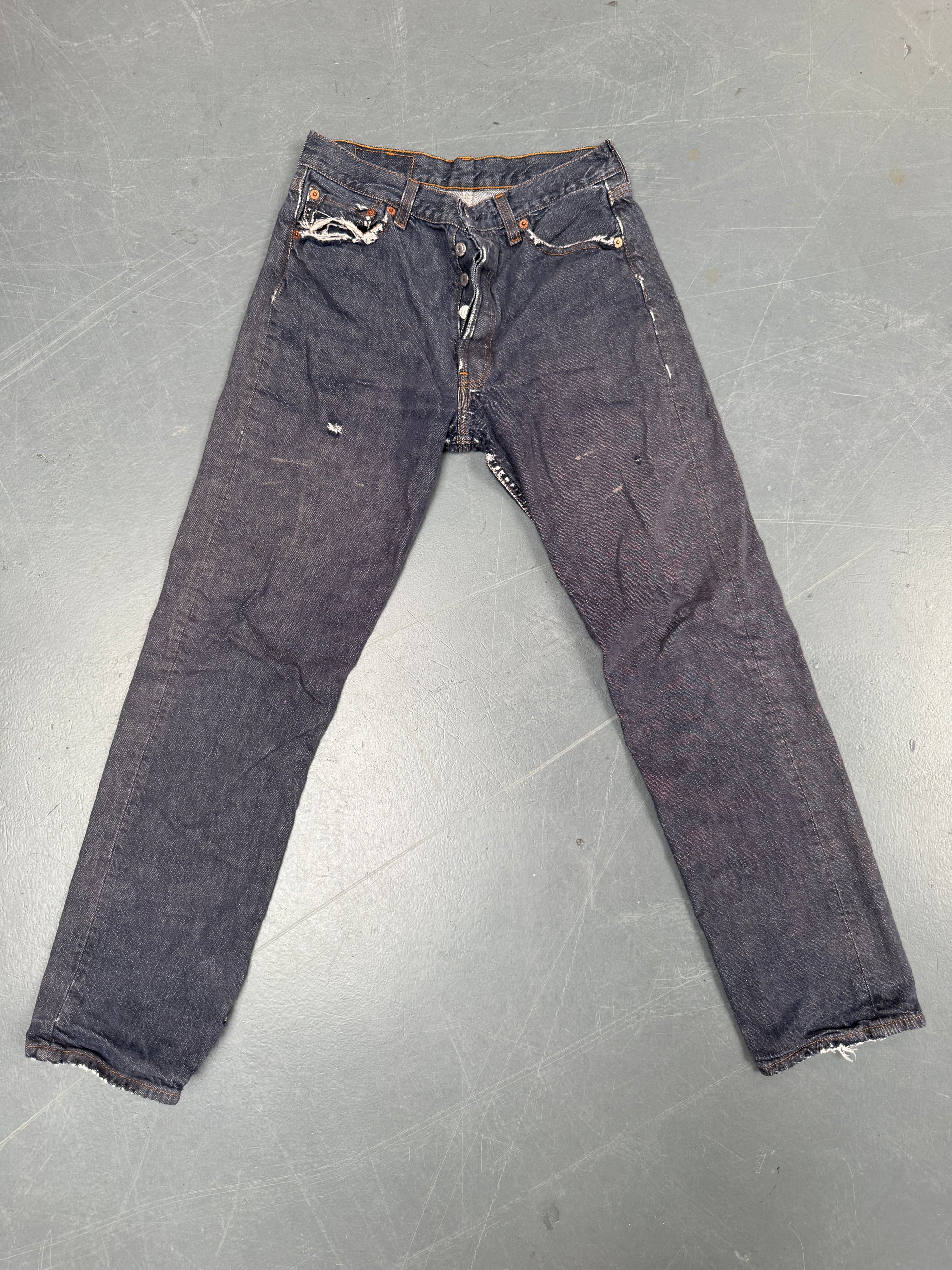 Mens Levis 501 Regular Fit Vintage Jean - W 26 L 30 - Slate Grey SL174