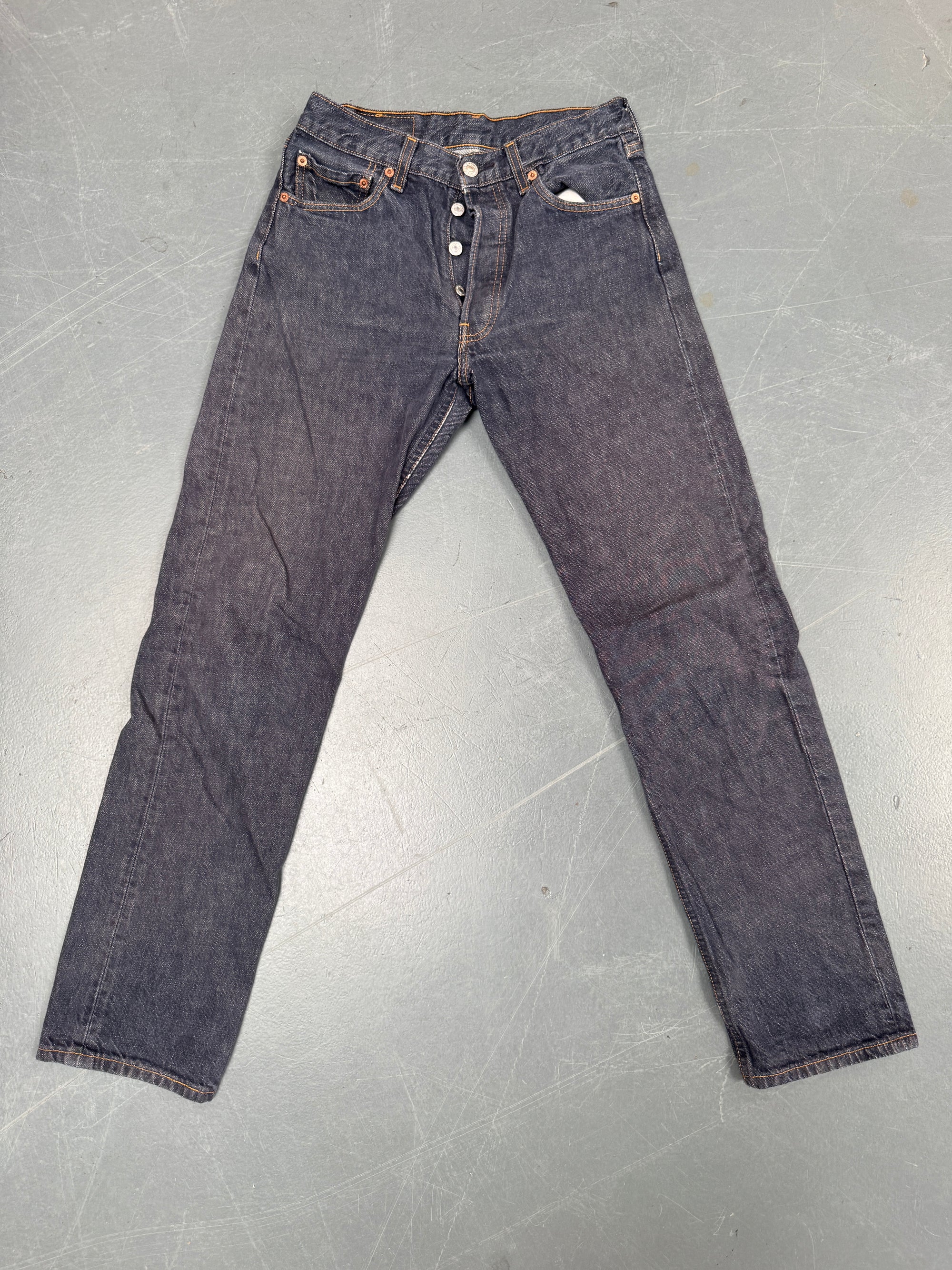 Mens Levis 501 Regular Fit Vintage Jean - W 26 L 30 - Slate Grey SL176
